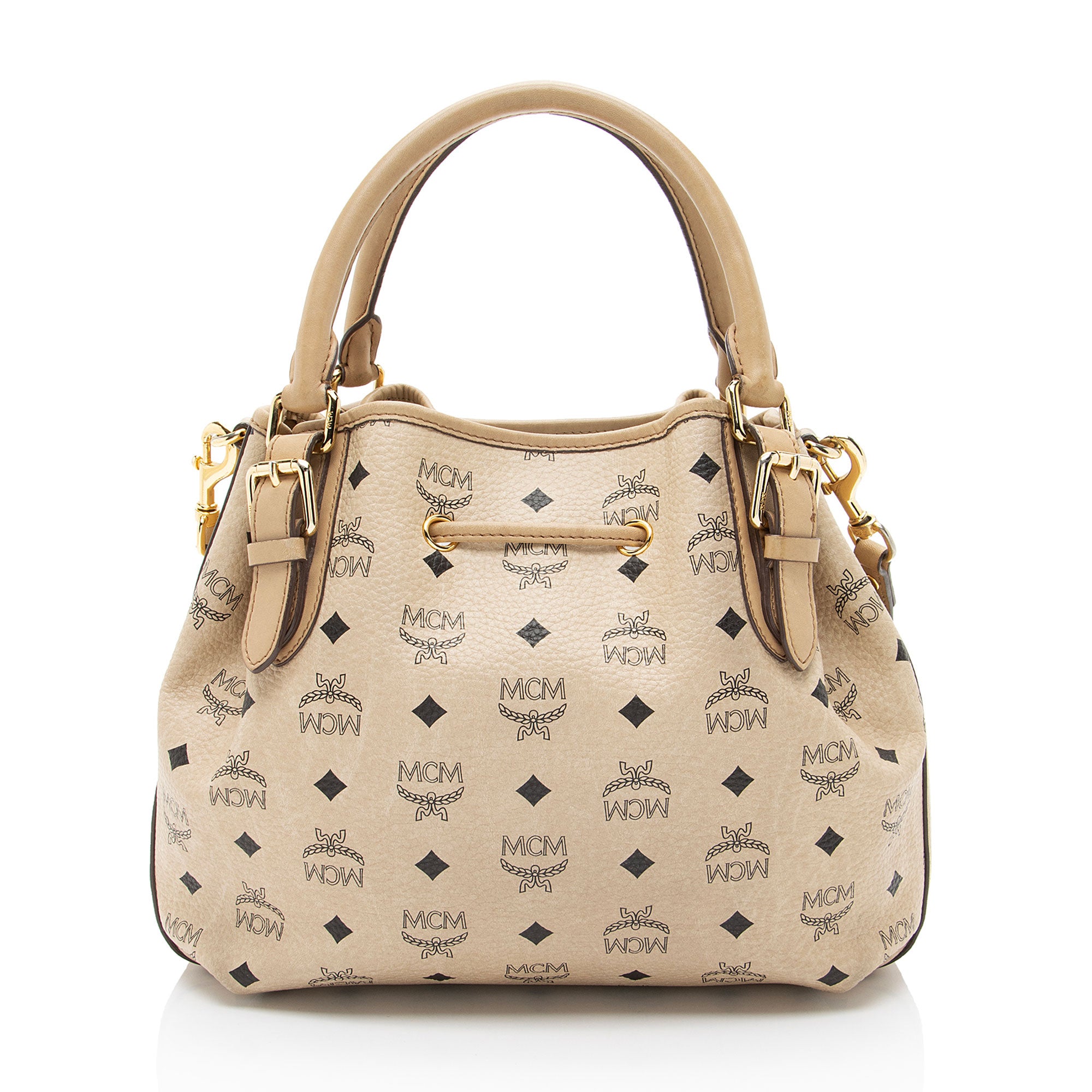 MCM Visetos Drawstring Small Shopper Tote