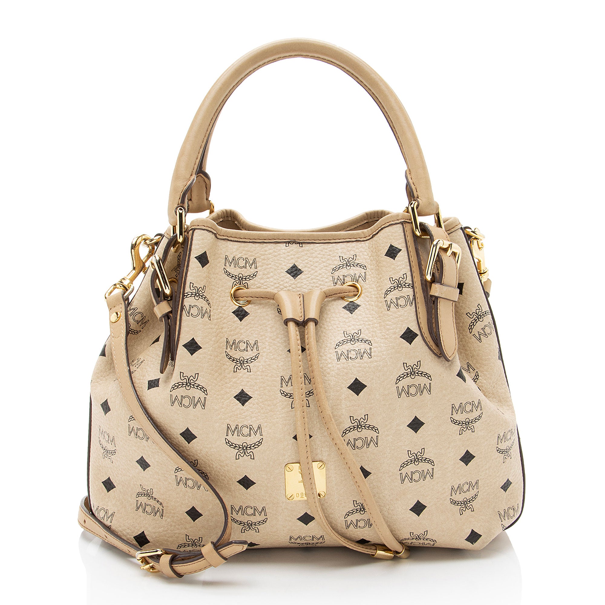 MCM Visetos Drawstring Small Shopper Tote