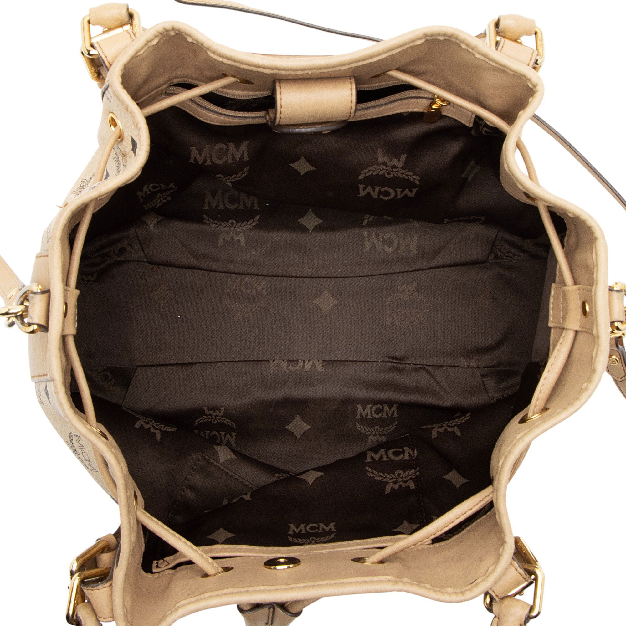MCM Visetos Drawstring Small Shopper Tote