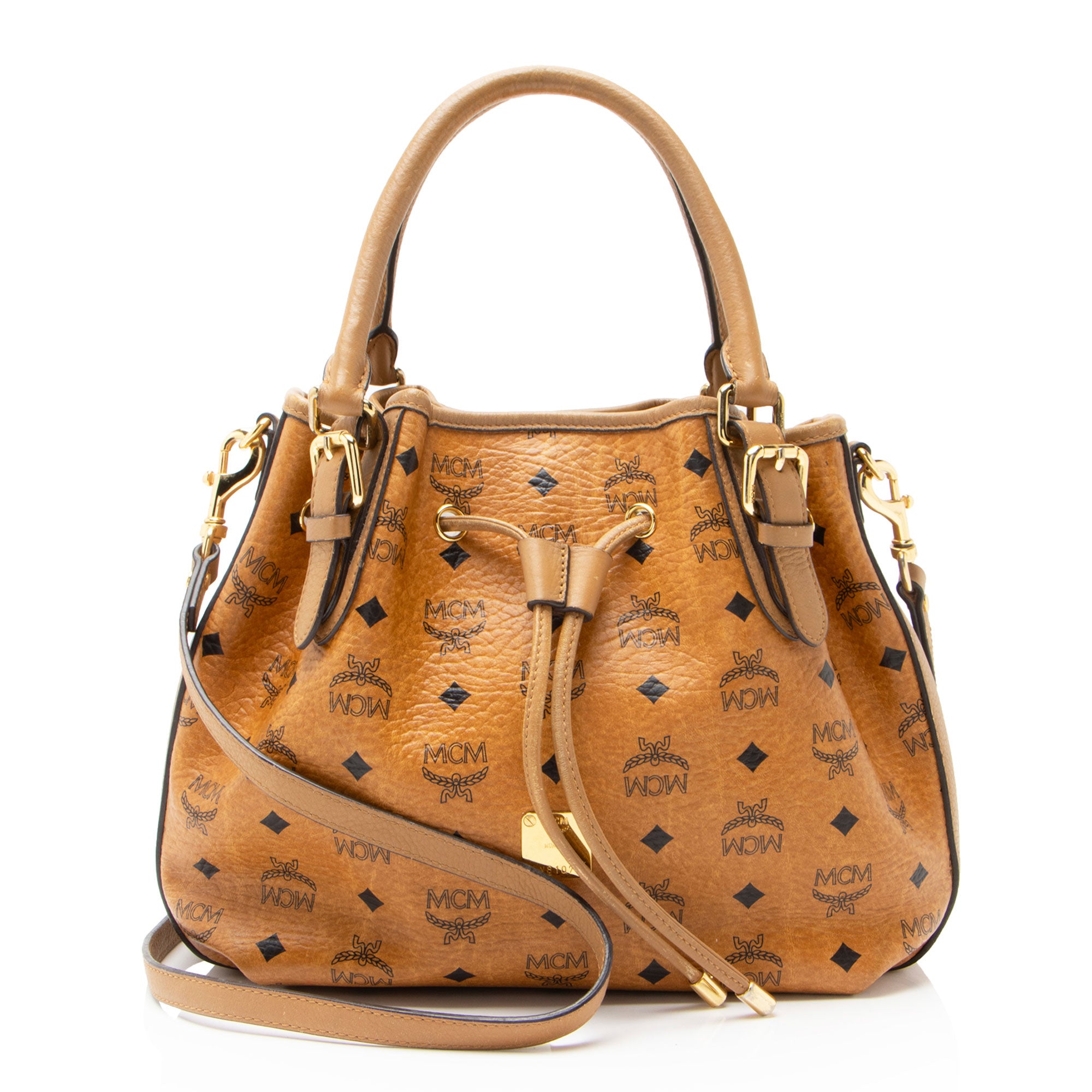 MCM Visetos Drawstring Small Shopper Tote