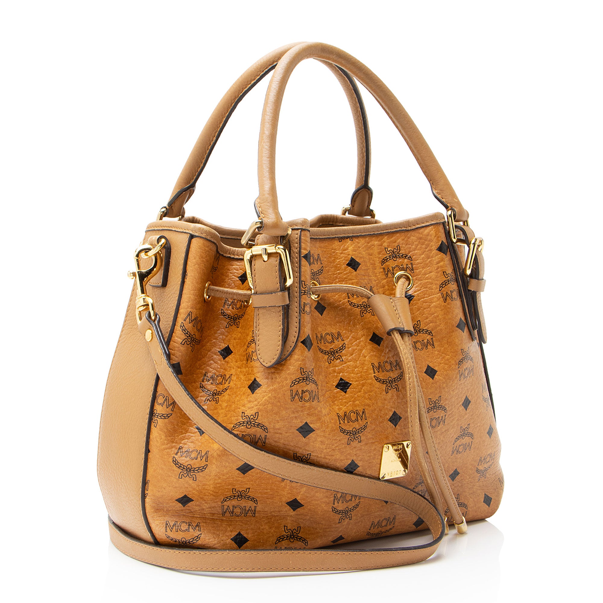 MCM Visetos Drawstring Small Shopper Tote