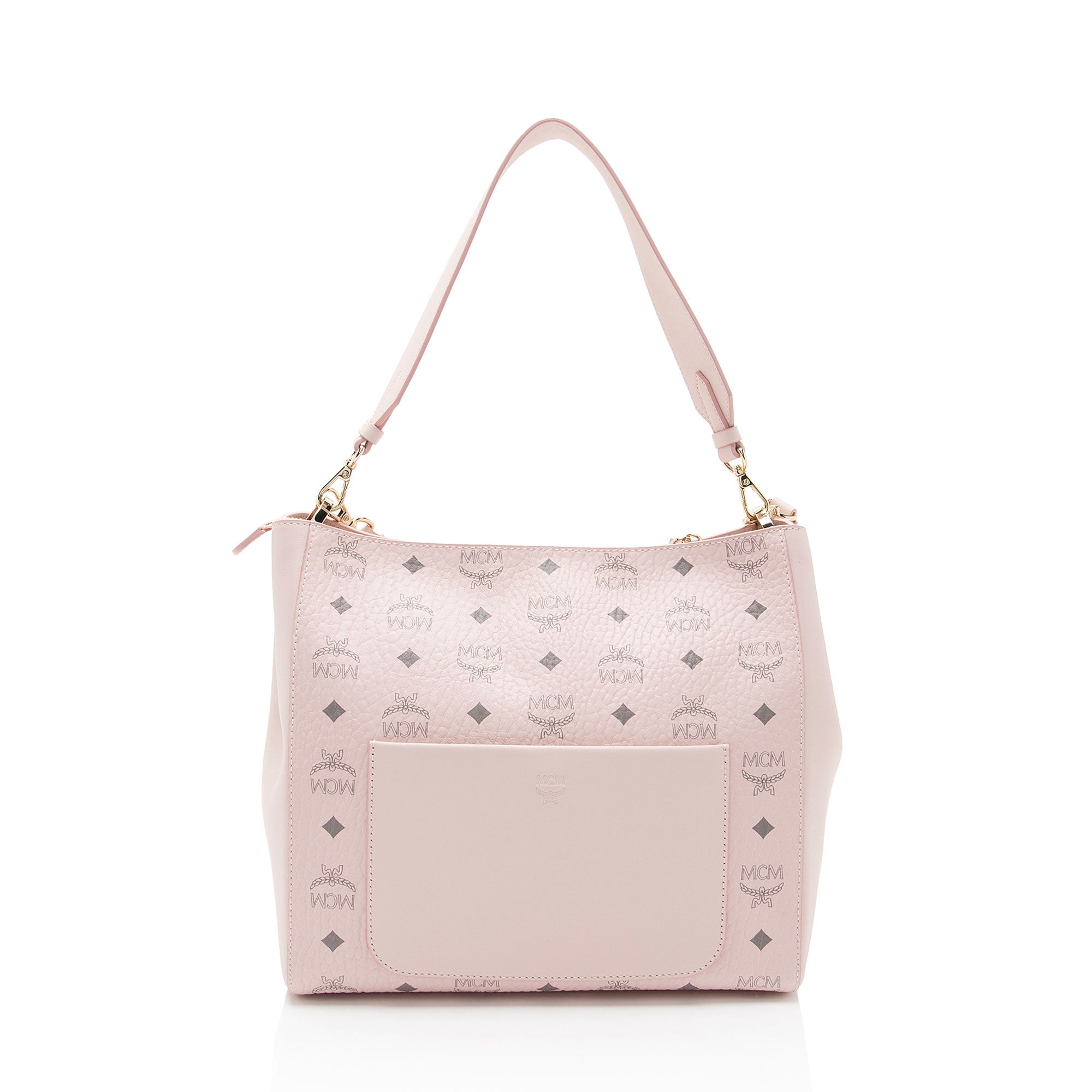 MCM Visetos Leather Aren Medium Hobo (SHF-N6e8Fy)