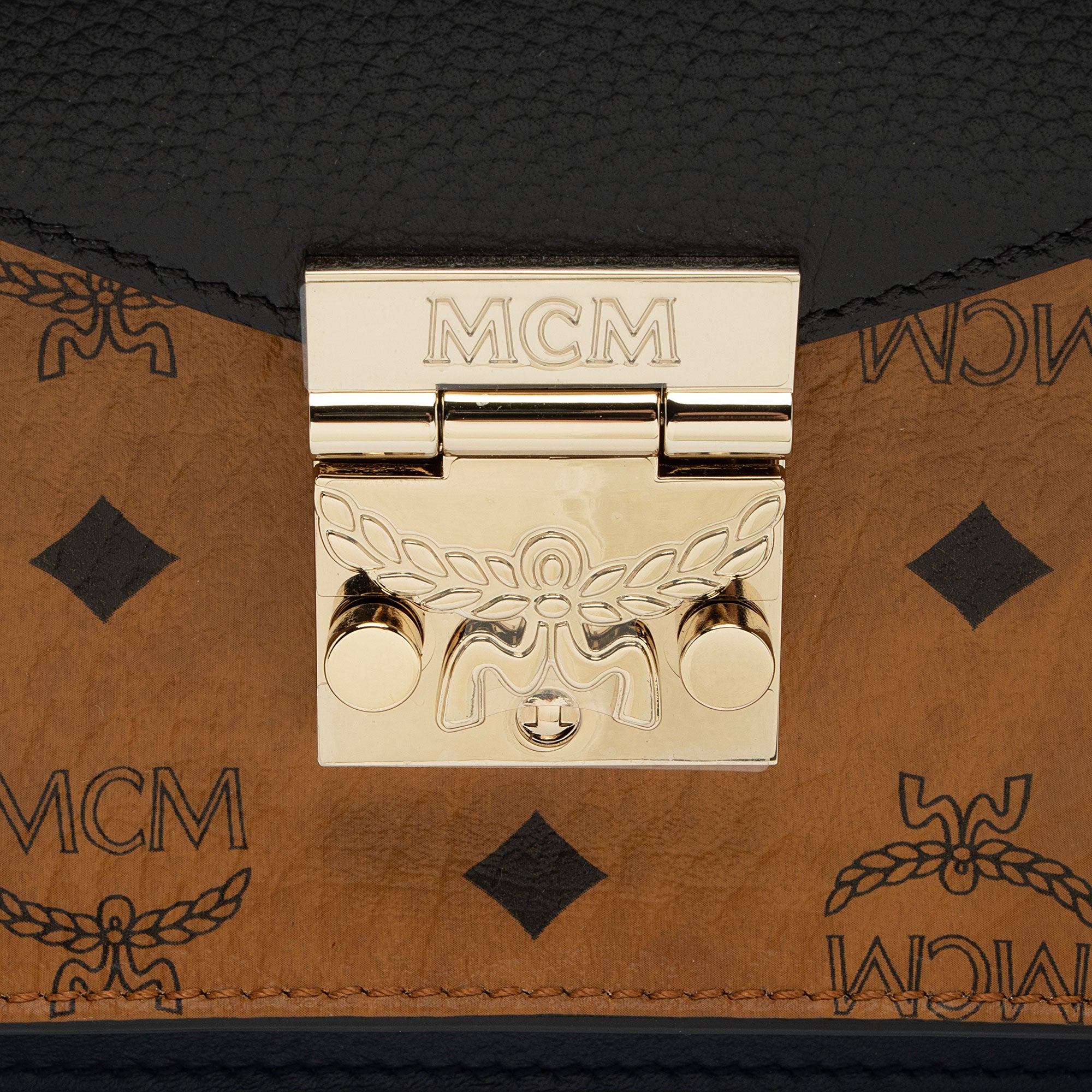 MCM Visetos Leather Patricia Top Handle
