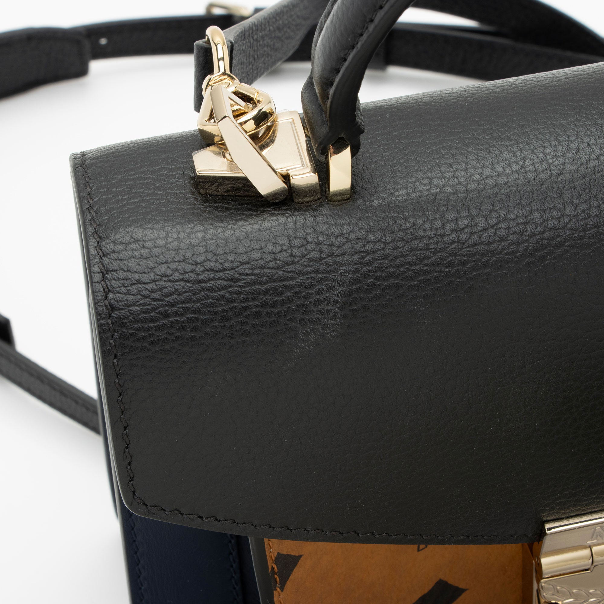 MCM Visetos Leather Patricia Top Handle