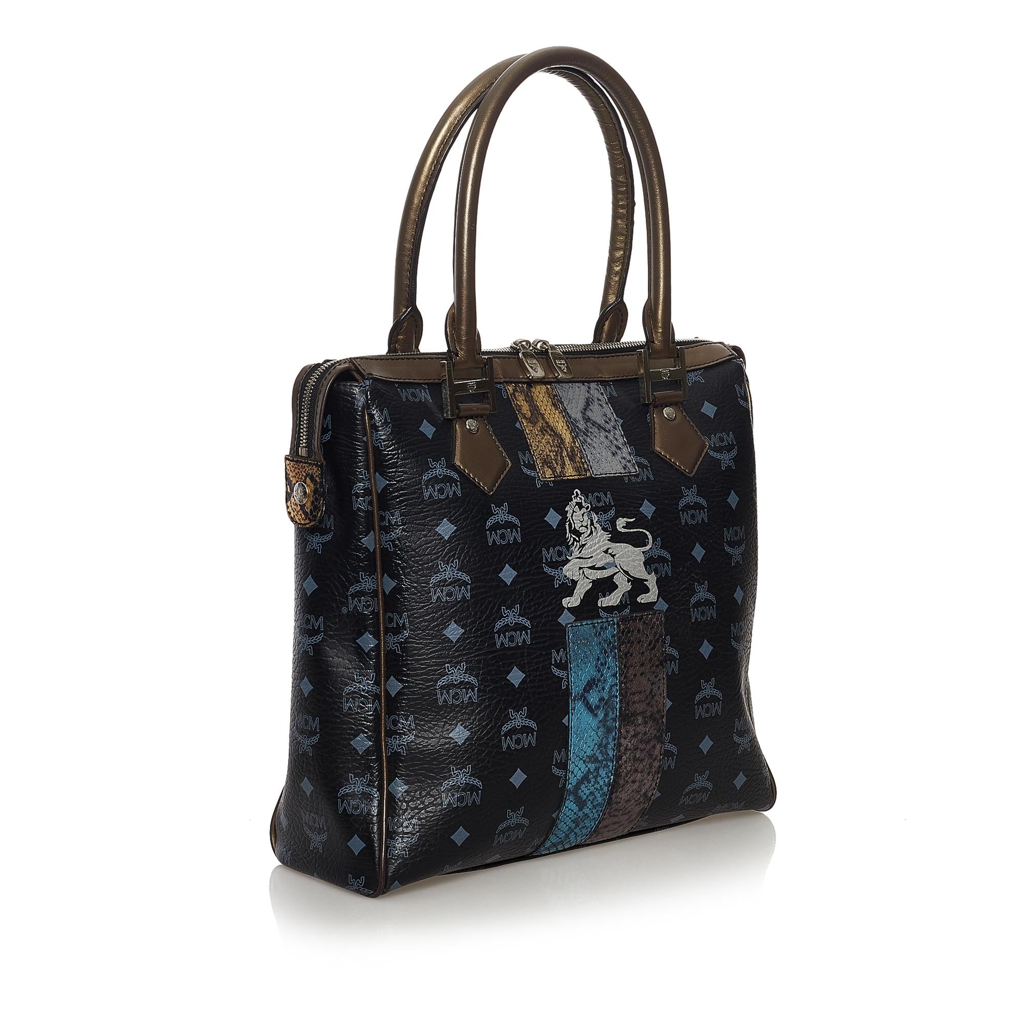 MCM Visetos Lion Princess Leather Tote Bag (SHG-CnGB5E)