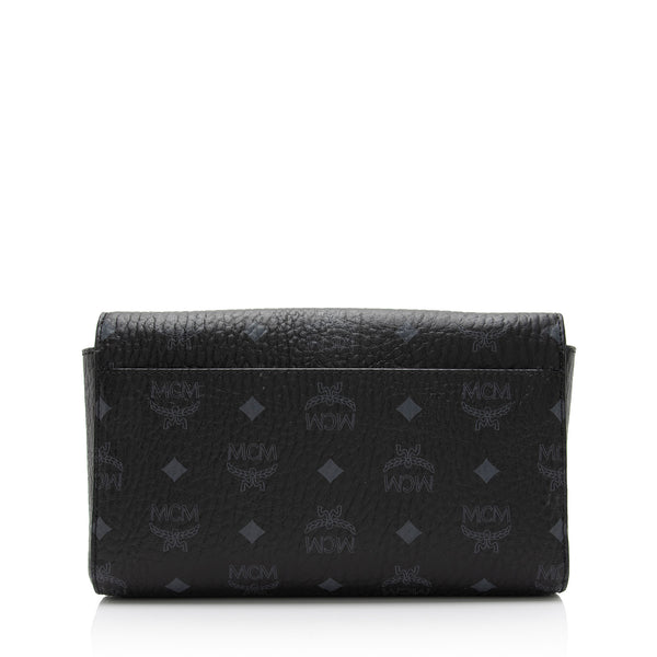 Authentic MCM Millie Visetos Black Pouch Clutch Bag Wallet On The