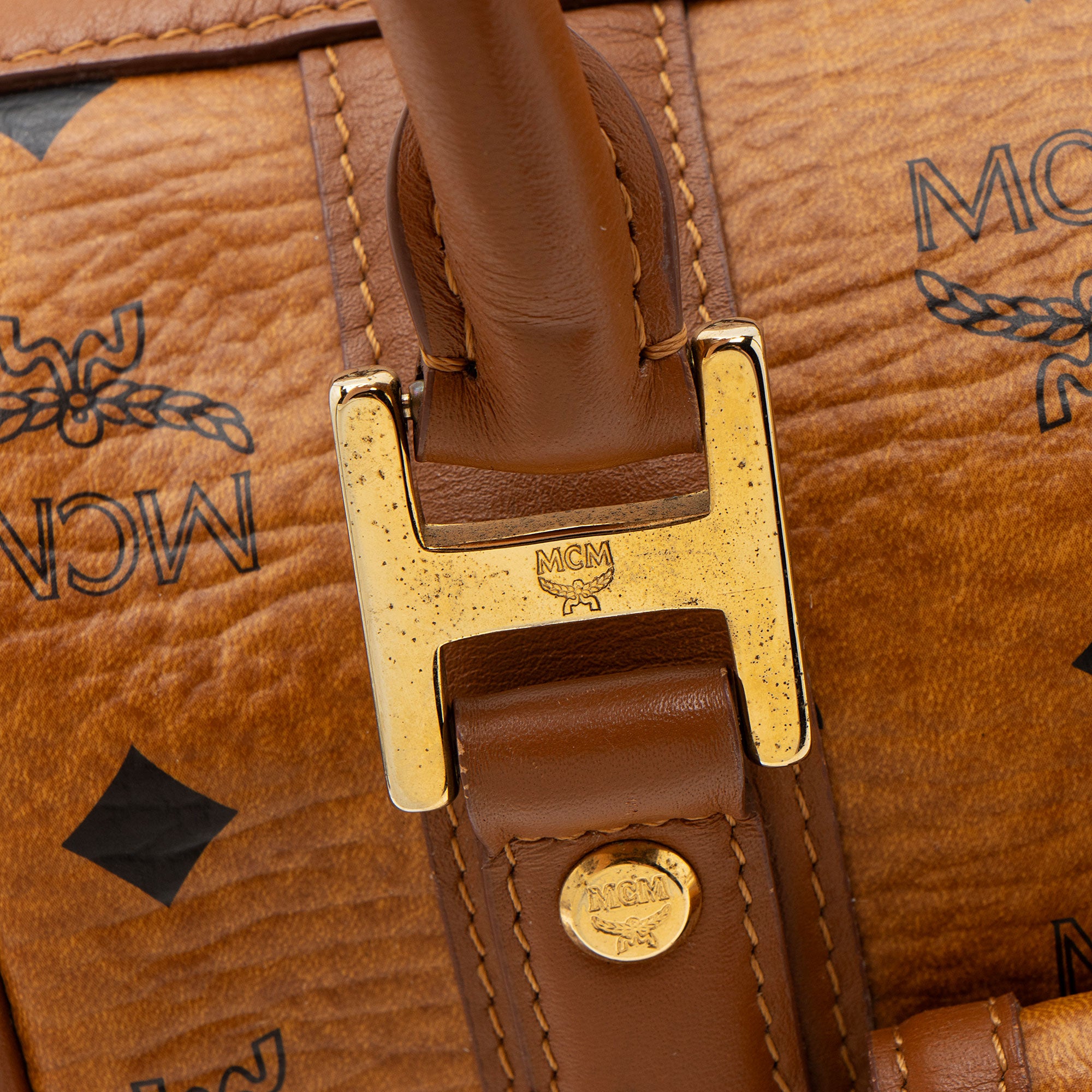 MCM Visetos Small Boston Bag