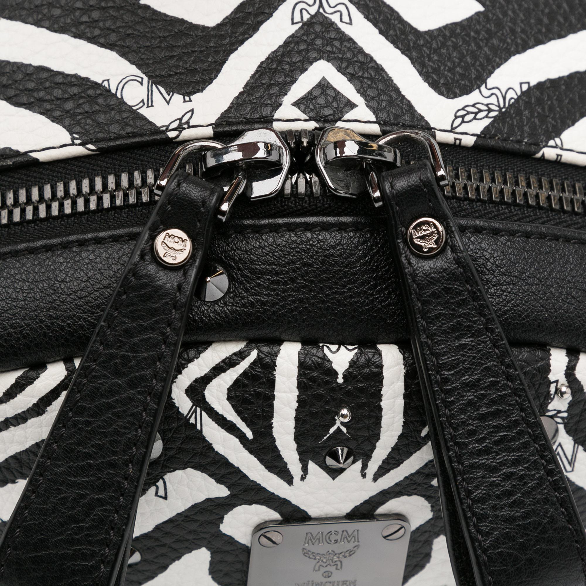 MCM Visetos Studded Zebra Print Backpack (SHG-DjcbWT)