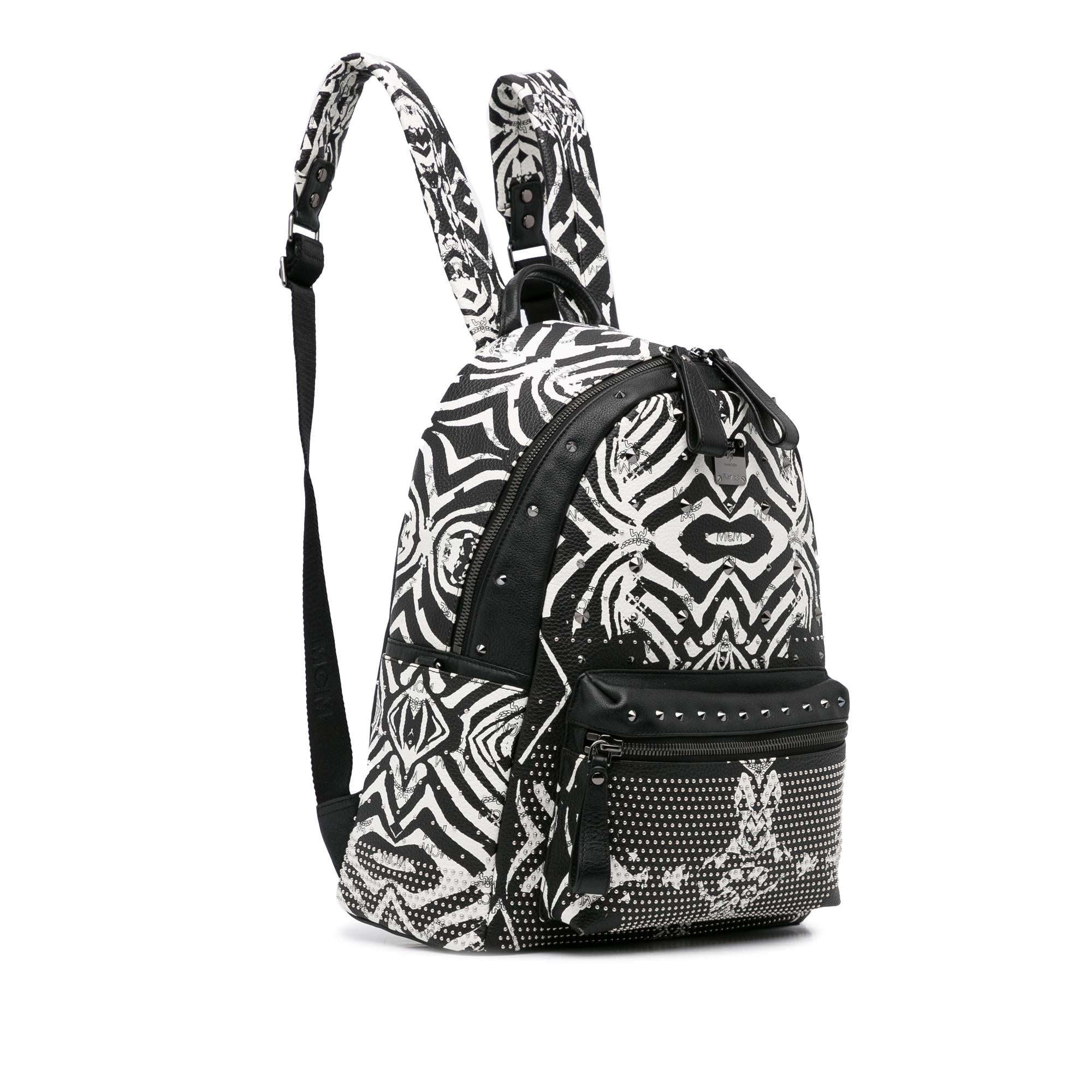 MCM Visetos Studded Zebra Print Backpack (SHG-DjcbWT)