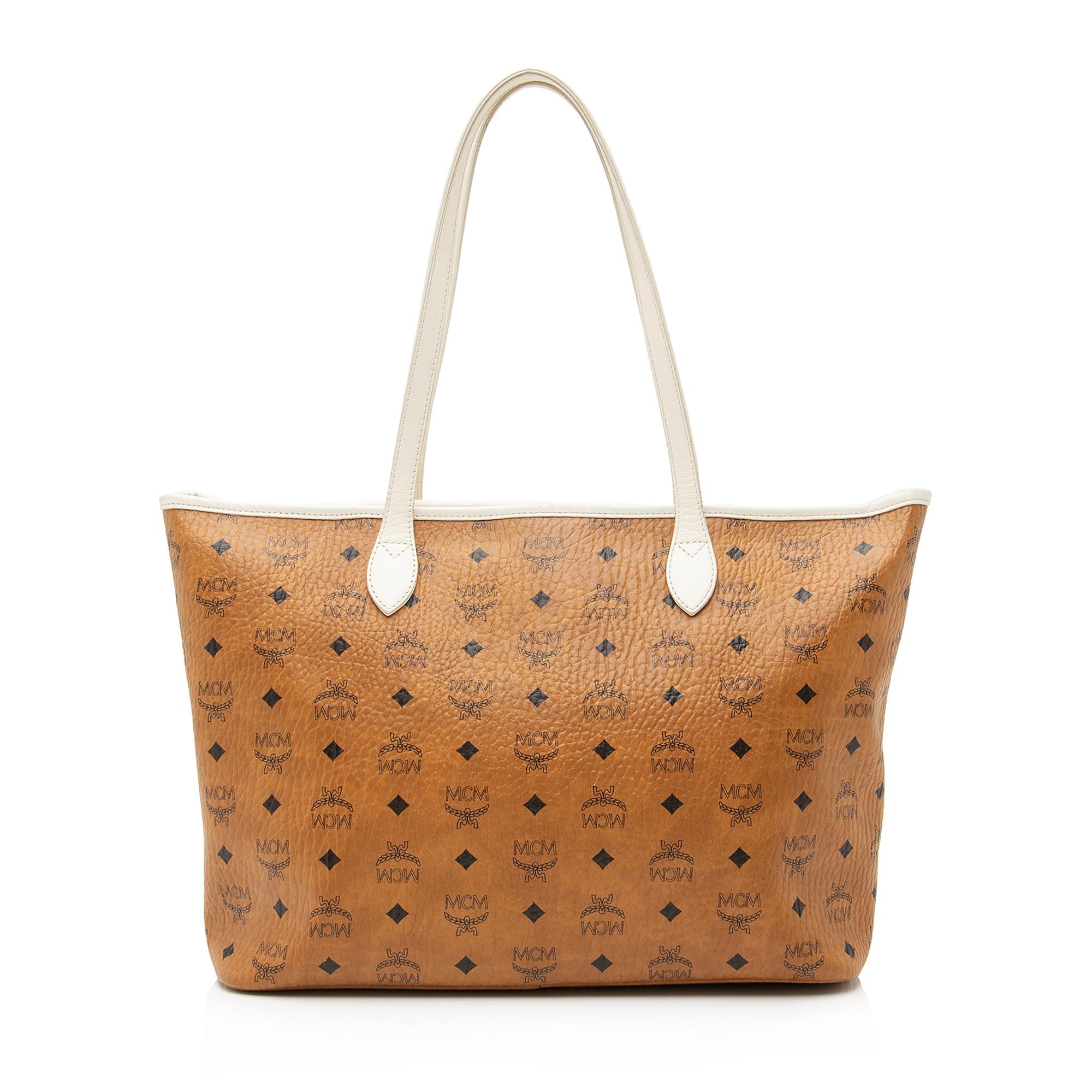 MCM Visetos Yris Large Zip Shopper Tote