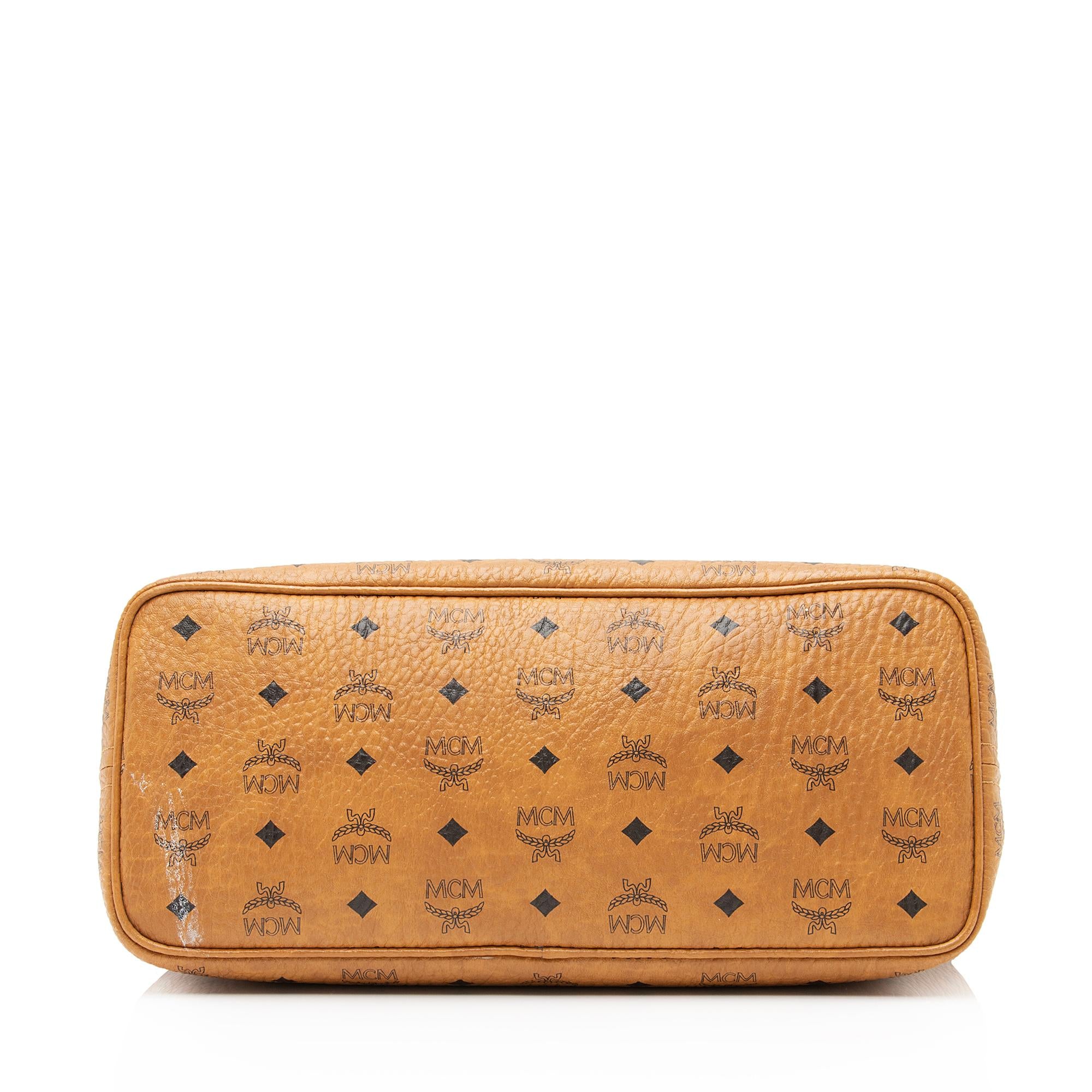 MCM Visetos Yris Large Zip Shopper Tote