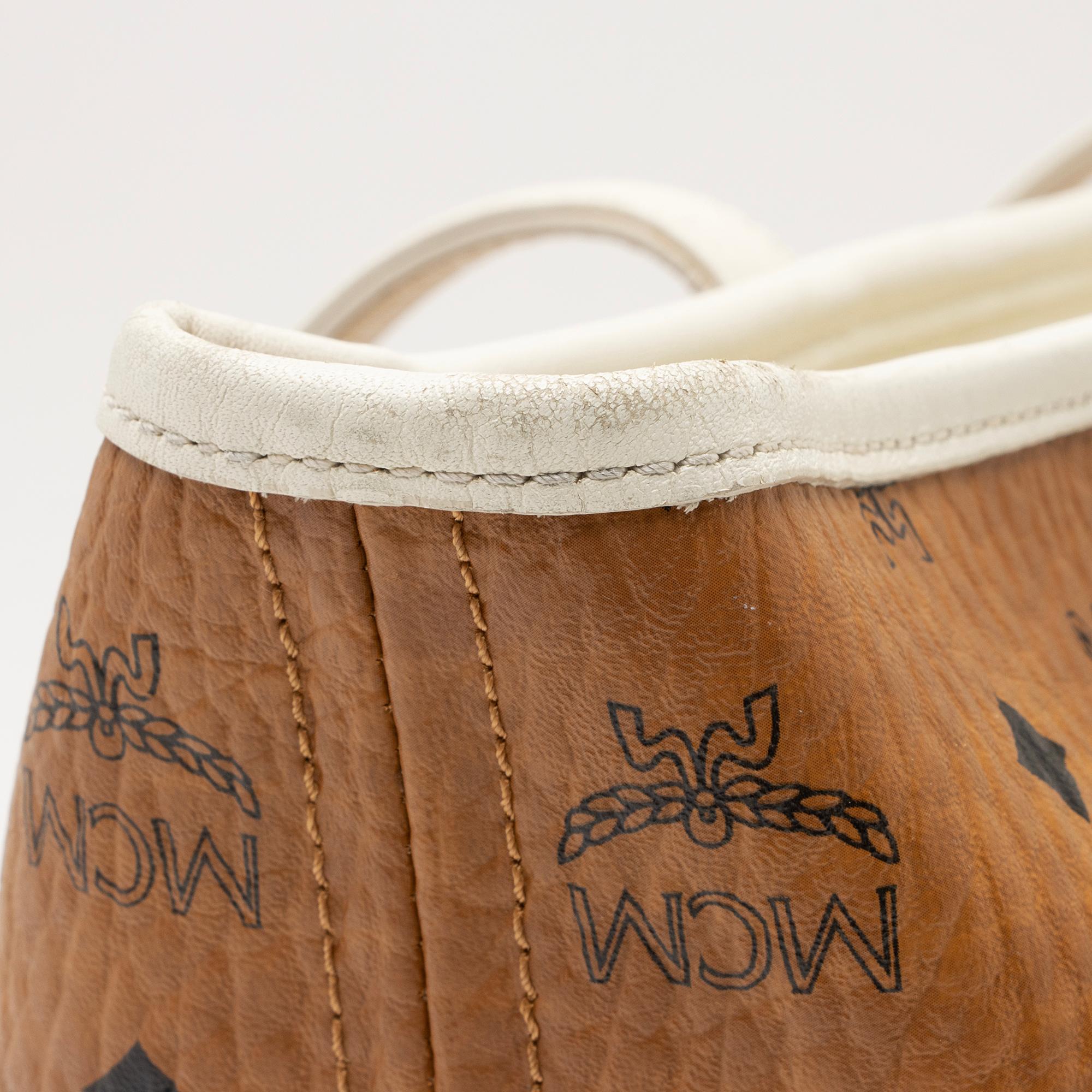 MCM Visetos Yris Large Zip Shopper Tote