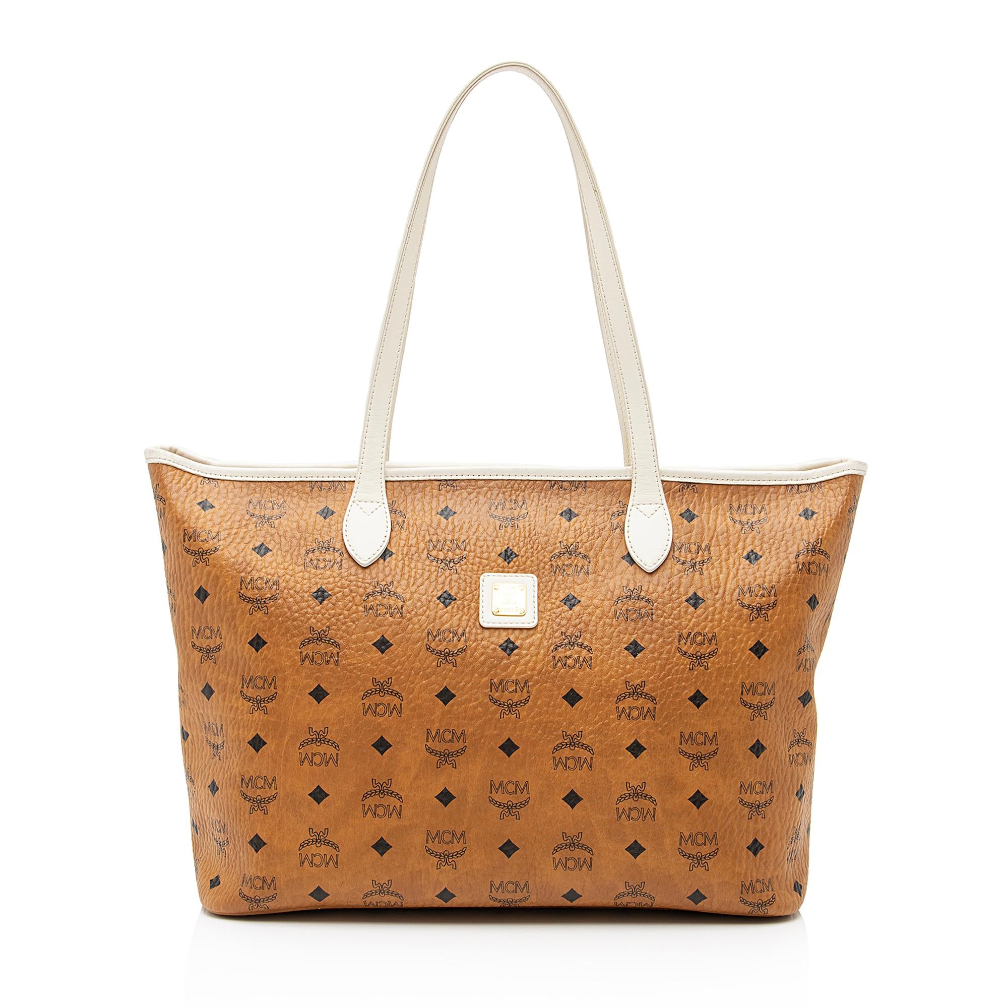 MCM Visetos Yris Large Zip Shopper Tote