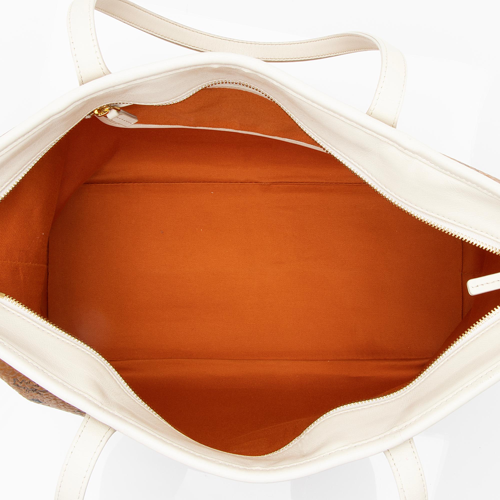 MCM Visetos Yris Large Zip Shopper Tote