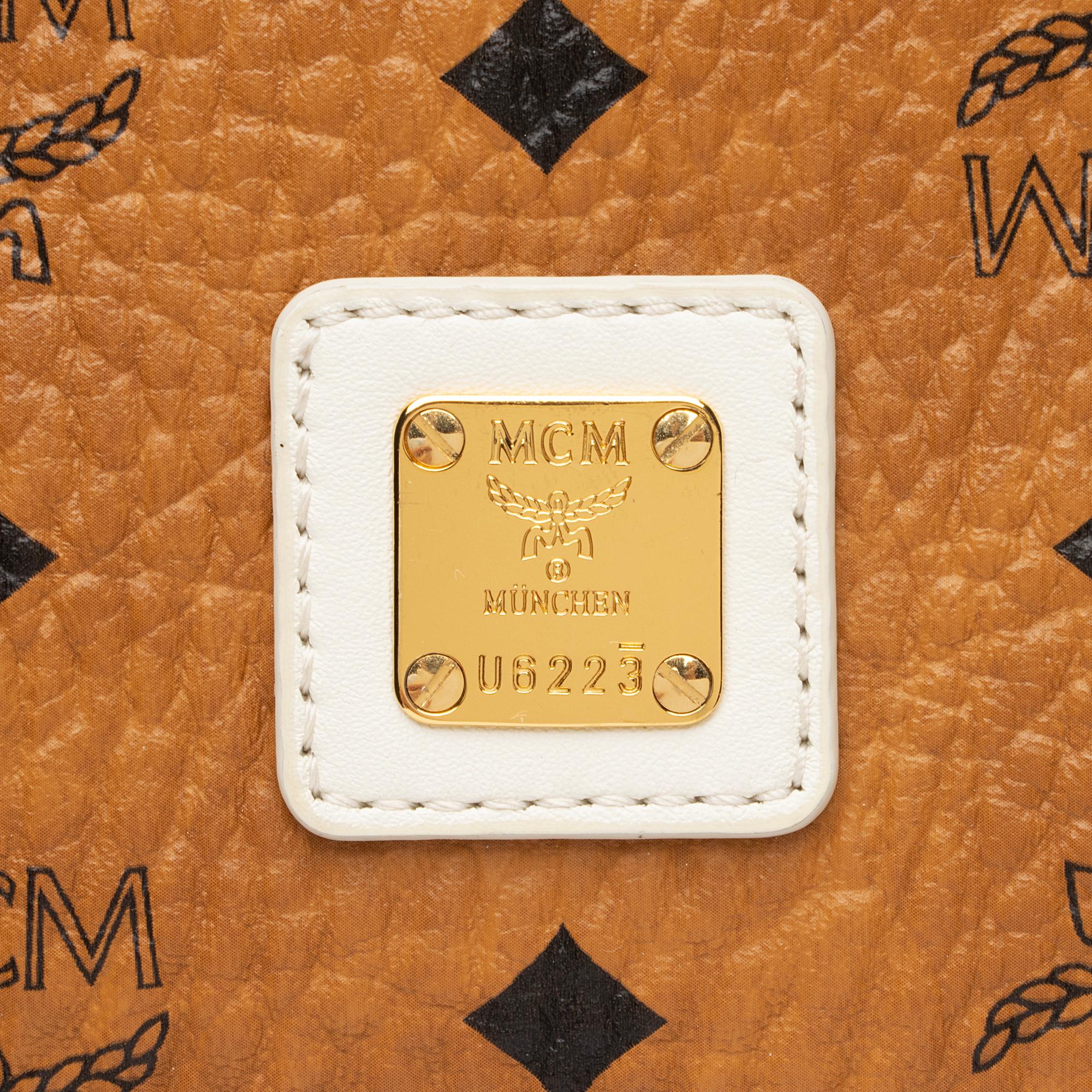 MCM Visetos Yris Large Zip Shopper Tote