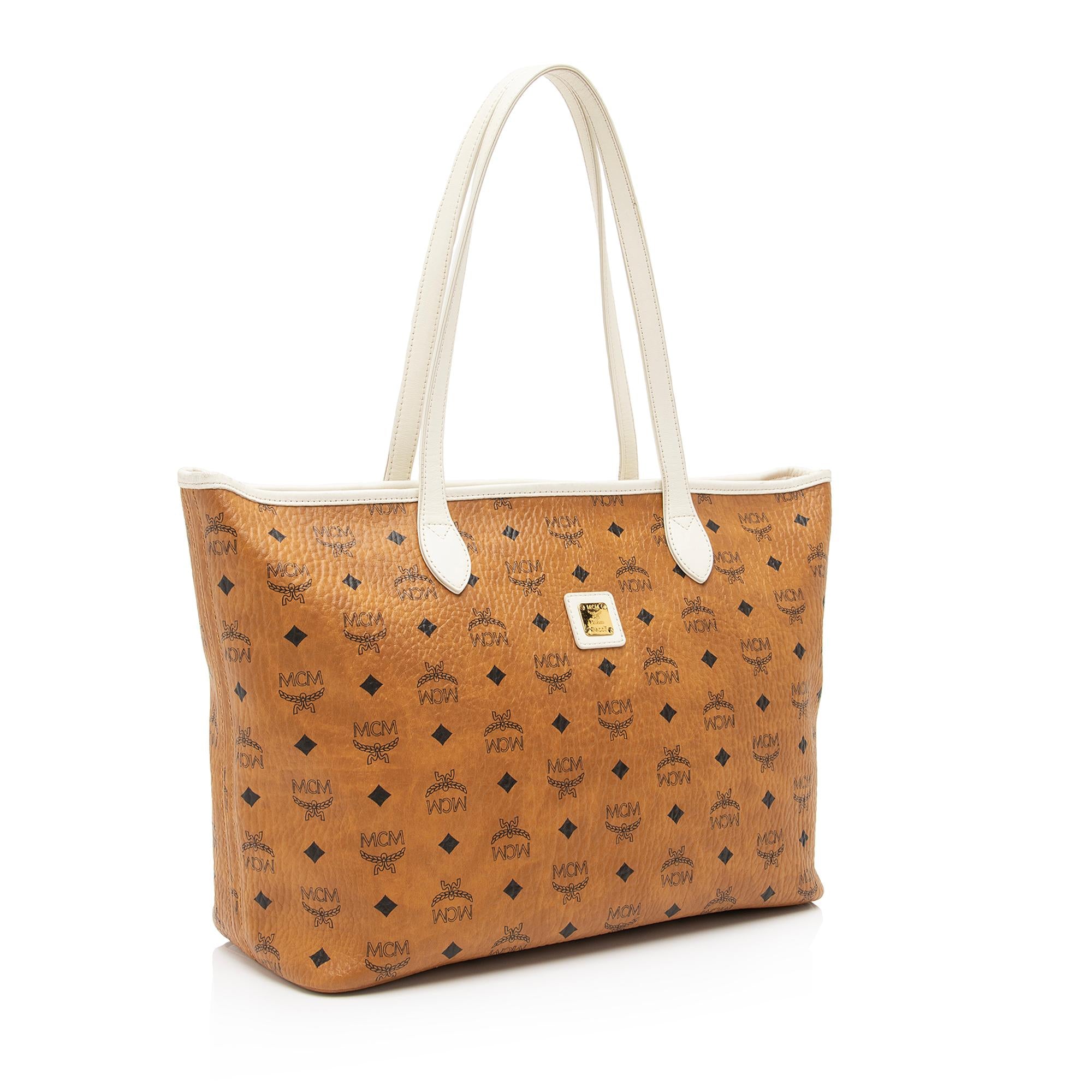 MCM Visetos Yris Large Zip Shopper Tote