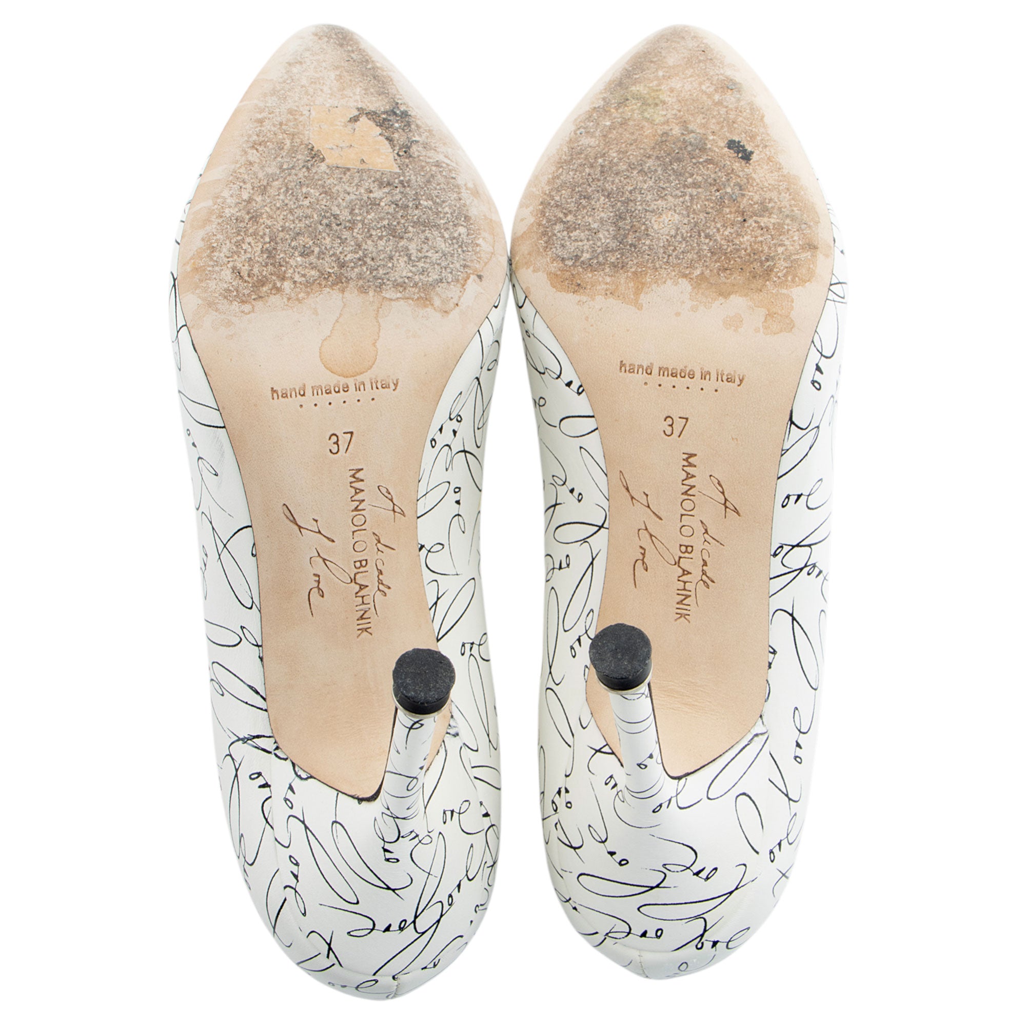 Manolo Blahnik Leather Hangisi Decade of Love Pumps - Size 7 / 37