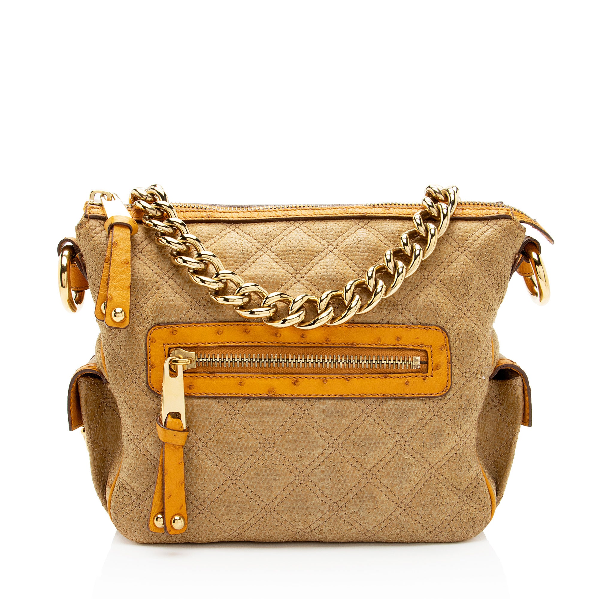 Marc Jacobs Coated Canvas Ostrich Stam Hobo