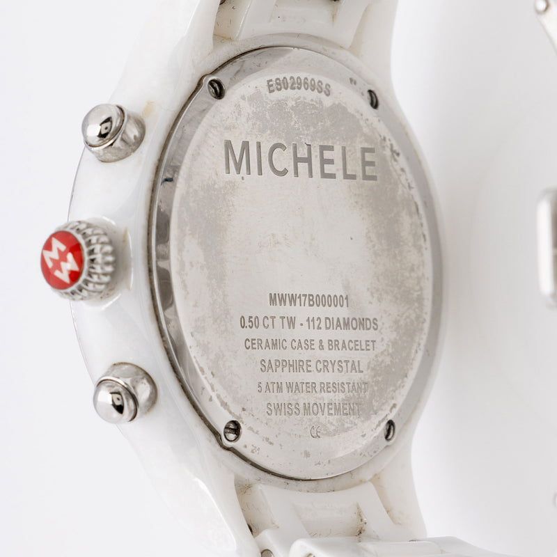 Michele Diamond Ceramic Jetway Chronograph Watch (SHF-KTJgV0)