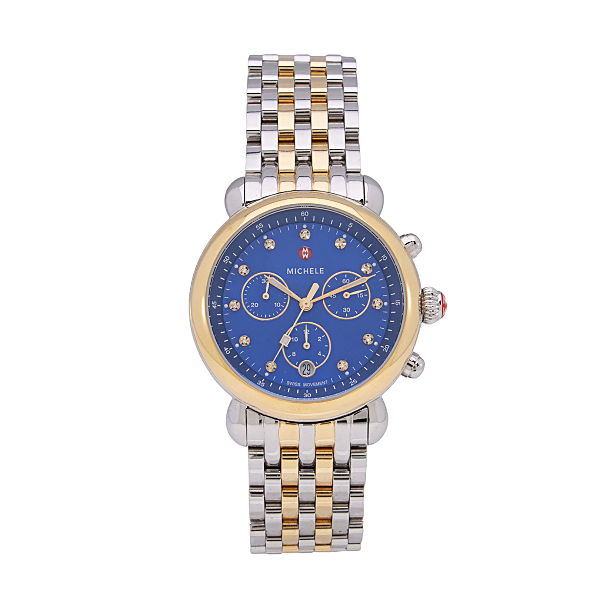 Michele Diamond Stainless Steel Gold Two-Tone CSX Chronograph Watch (SHF-9m1YKD)
