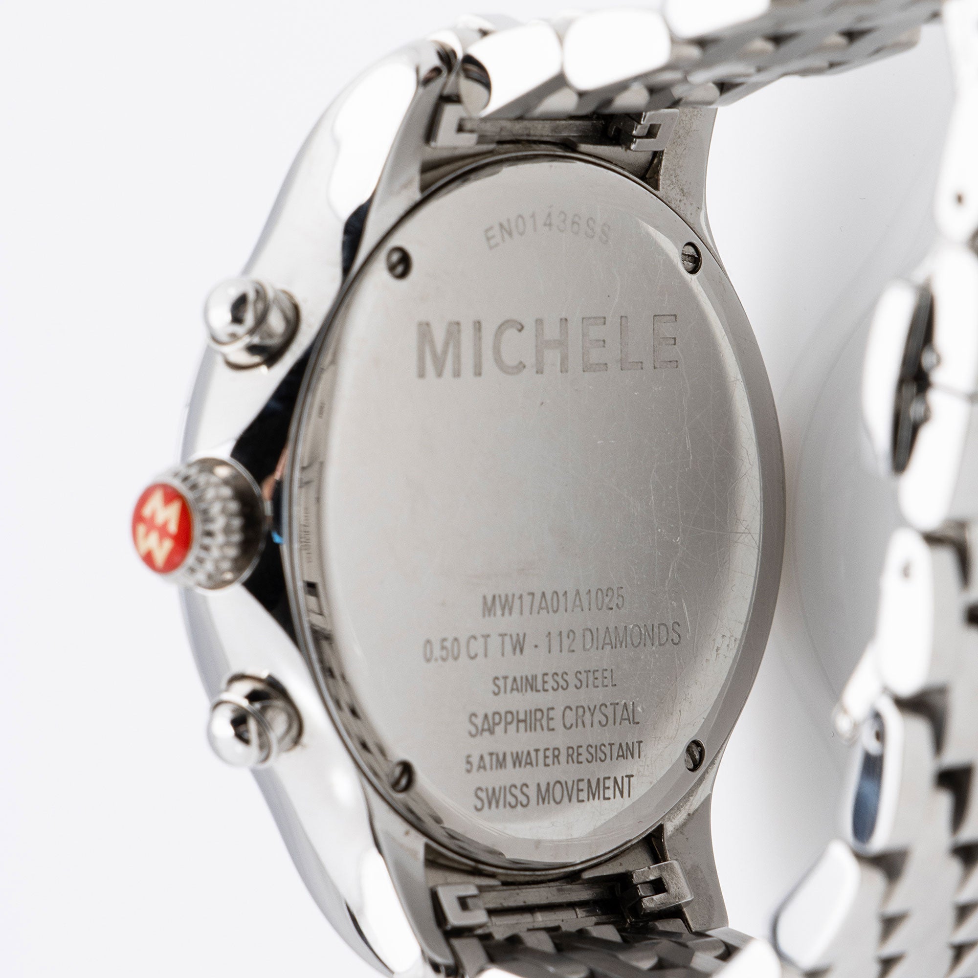 Michele Stainless Steel Diamond Jetway Watch