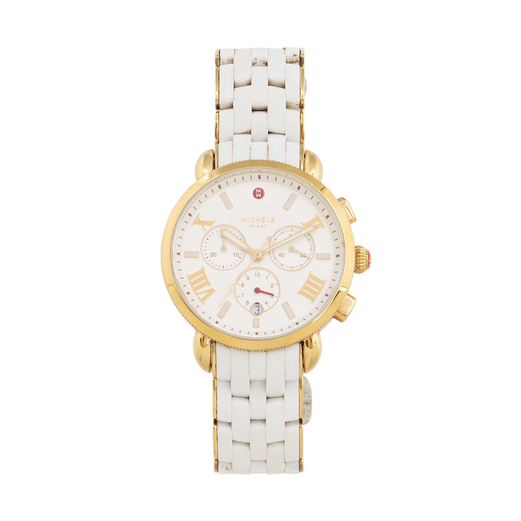 Michele Goldtone Stainless Steel Silicone Sporty Sail Chronograph Watch