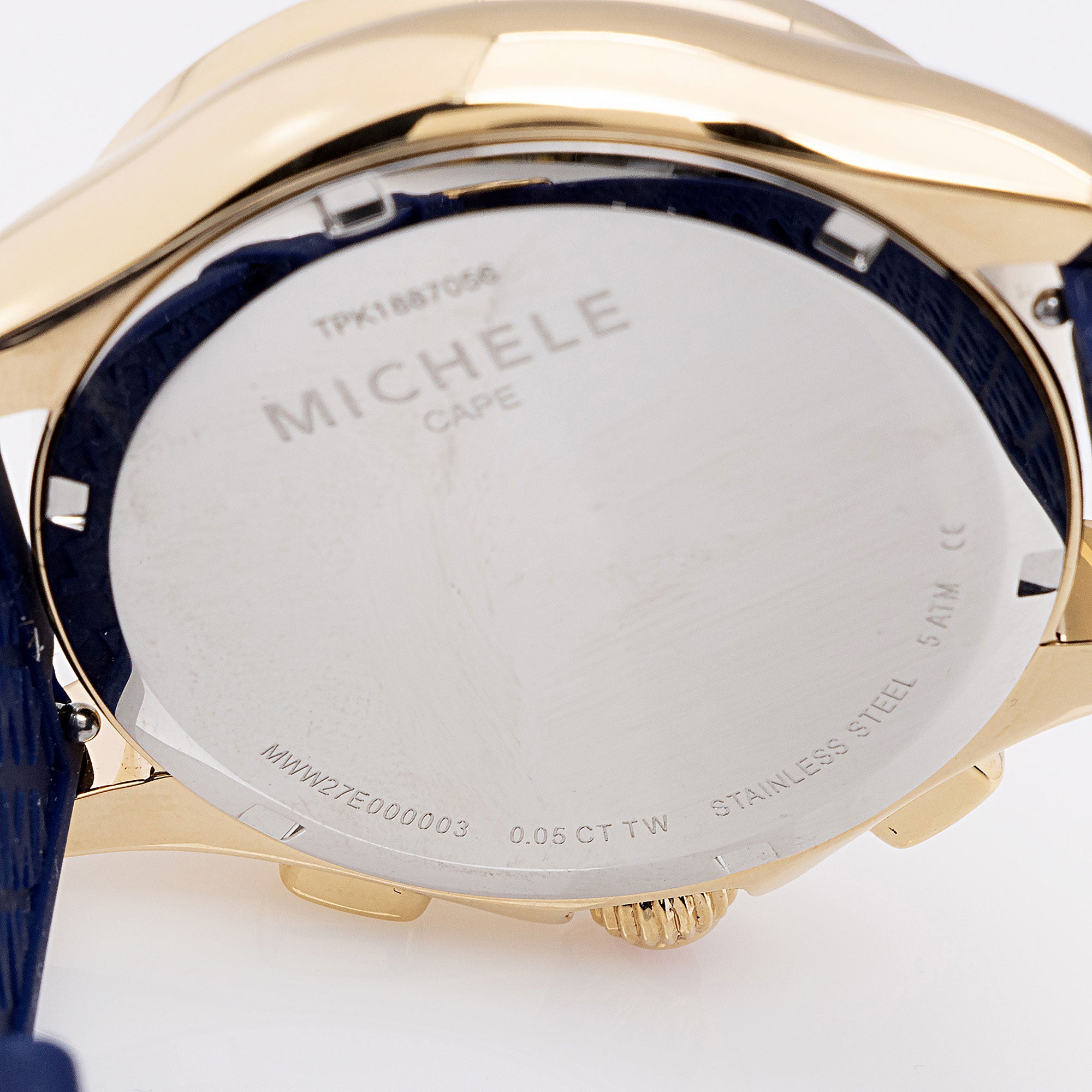 Michele Yellow Topaz Stainless Steel Gold Plated Two-Tone Cape Chronograph Watch (SHF-N4imY9)