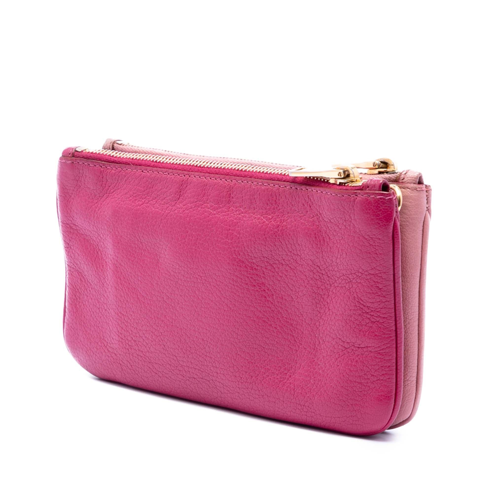 Miu Miu Bicolor Goatskin Madras Double Zip Crossbody