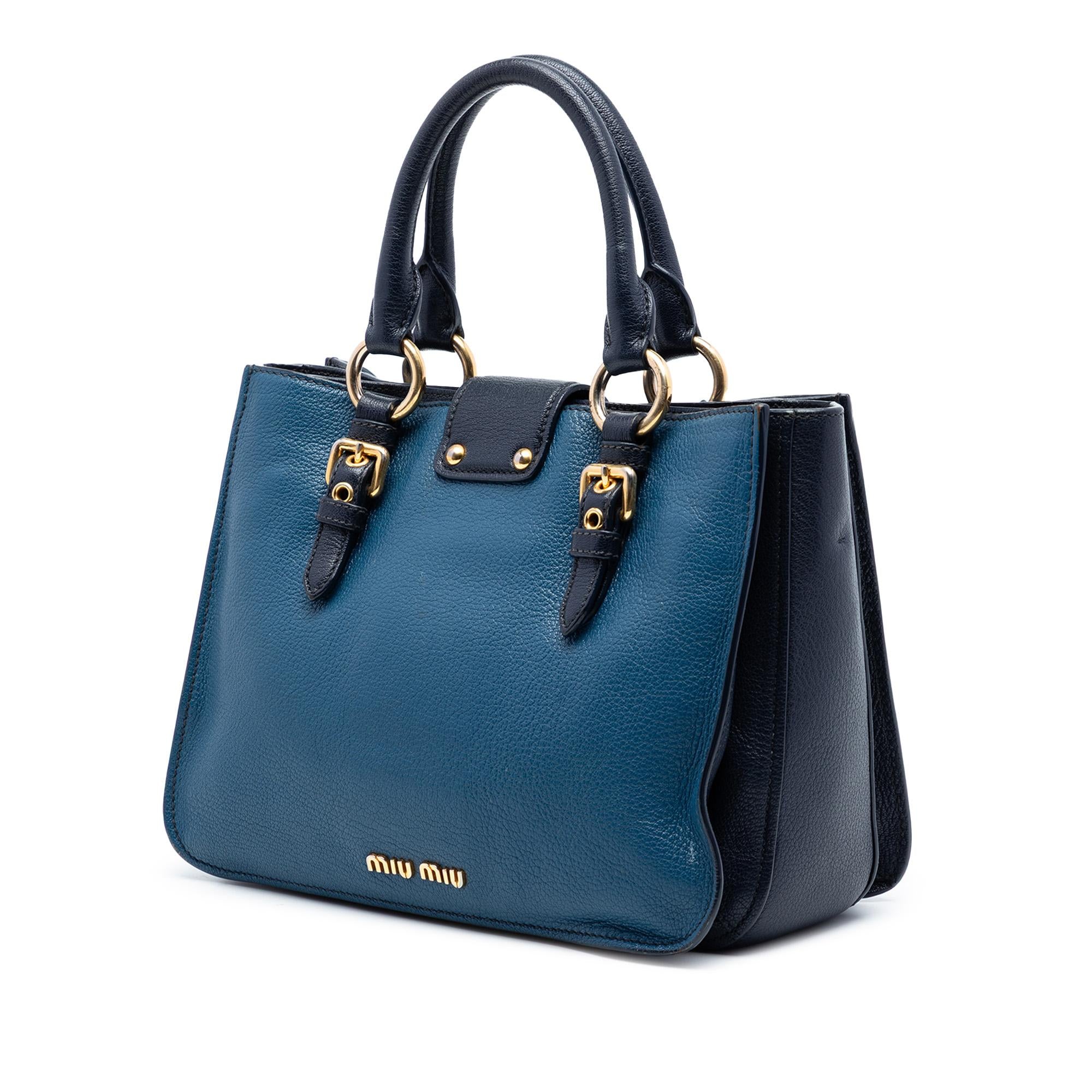 Miu Miu Bicolor Goatskin Madras Satchel