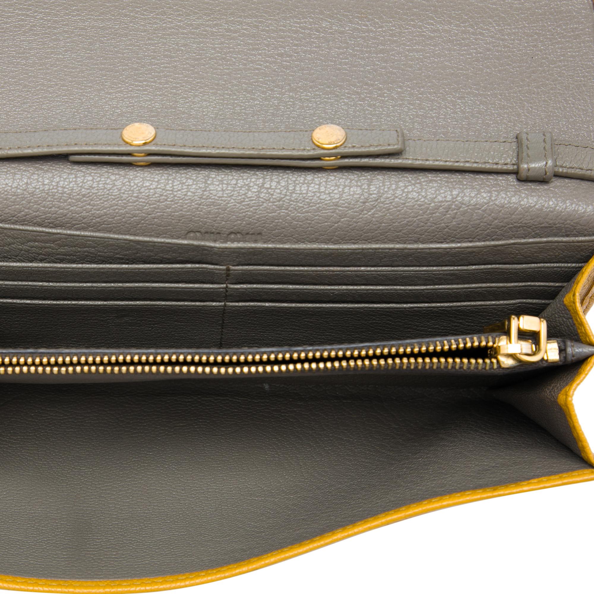 Miu Miu Bicolor Goatskin Madras Wallet on Chain