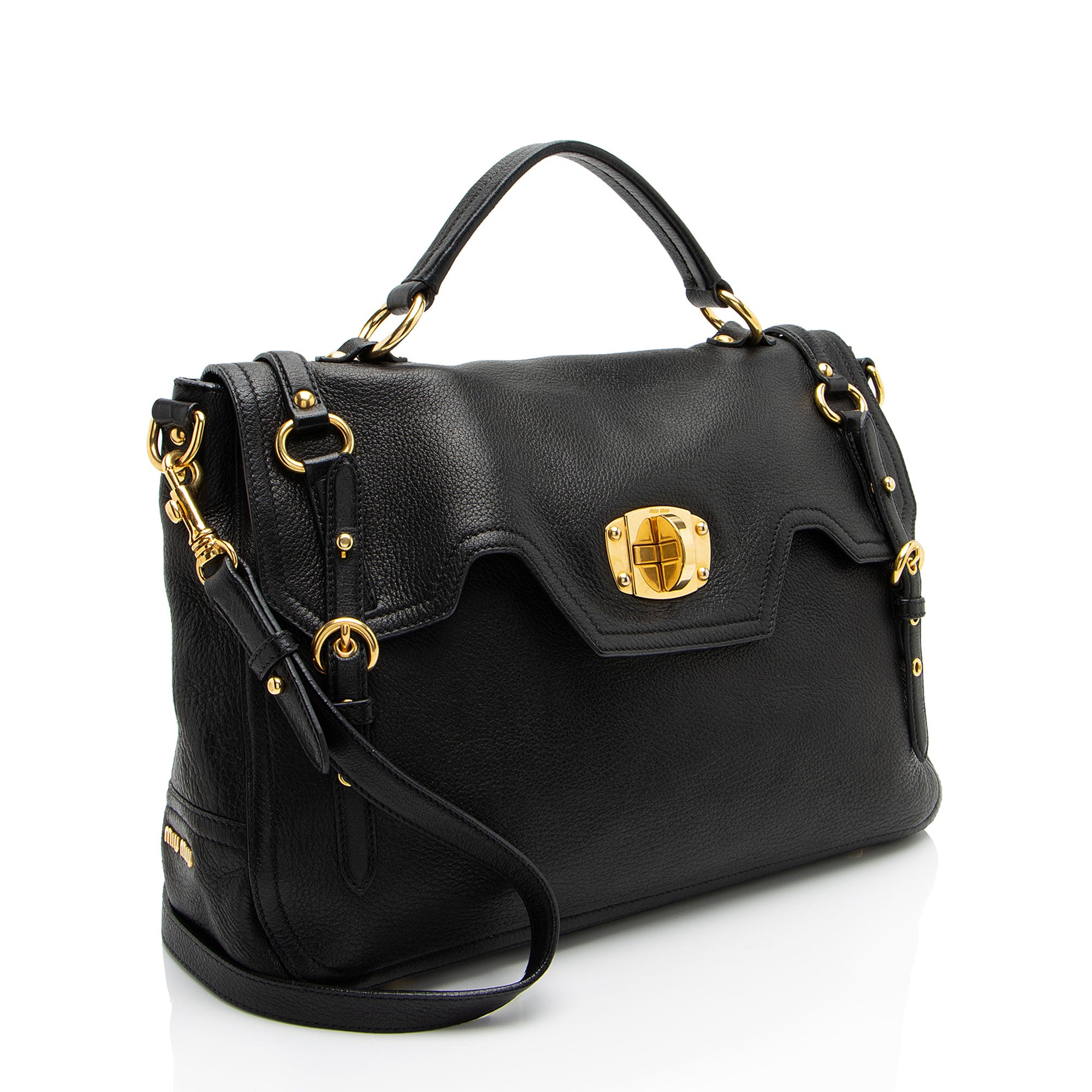 Miu Miu Cervo Turn Lock Flap Top Handle (SHF-l9fCUH)