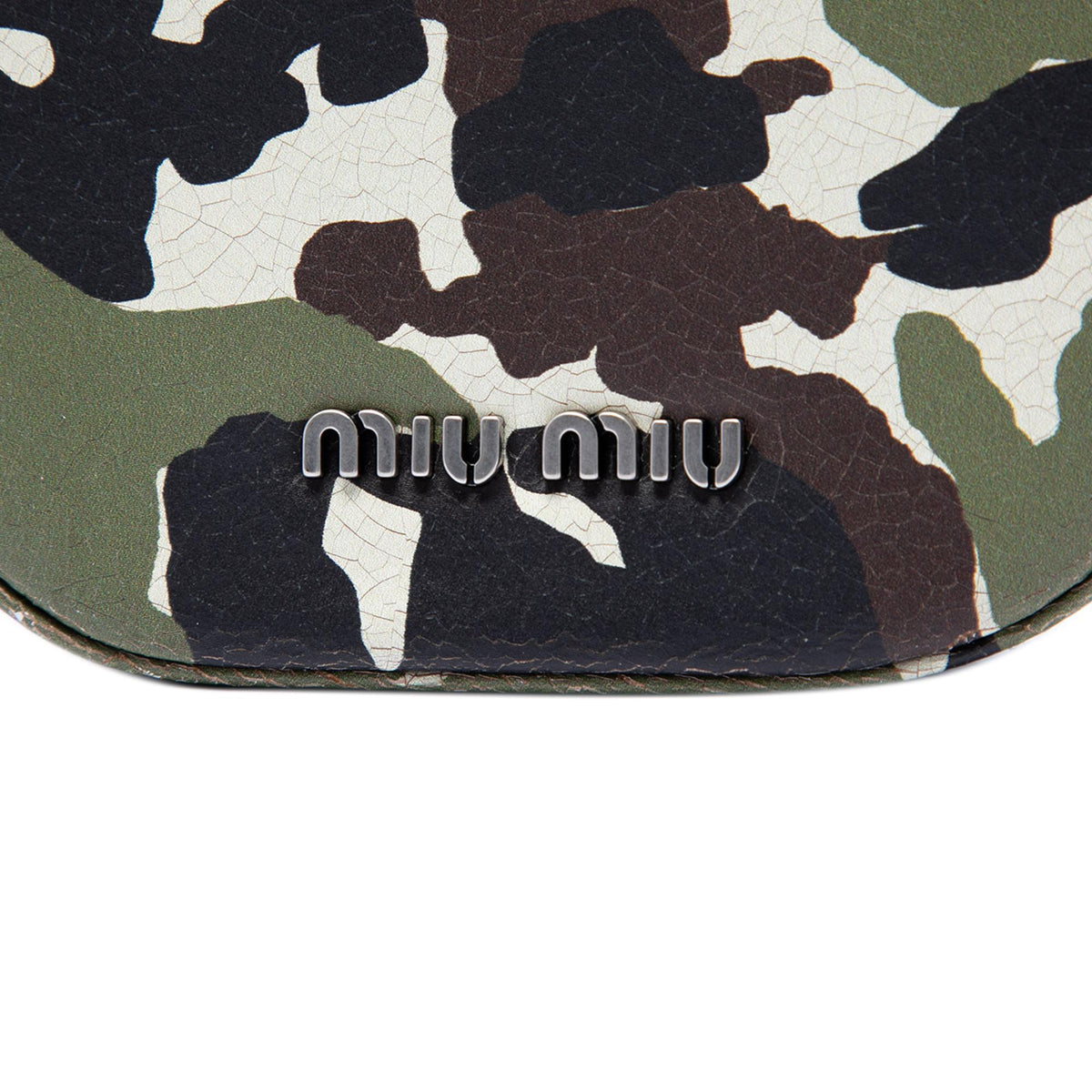 Miu Miu Crystal Embellished Camouflage Print Calfskin Phone Case Crossbody