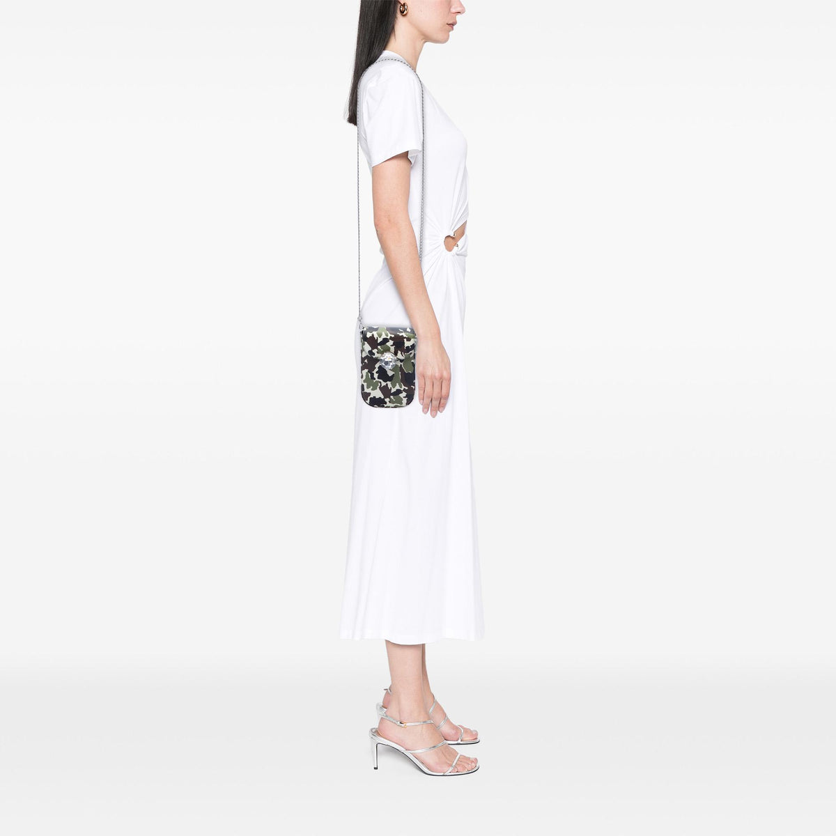 Miu Miu Crystal Embellished Camouflage Print Calfskin Phone Case Crossbody