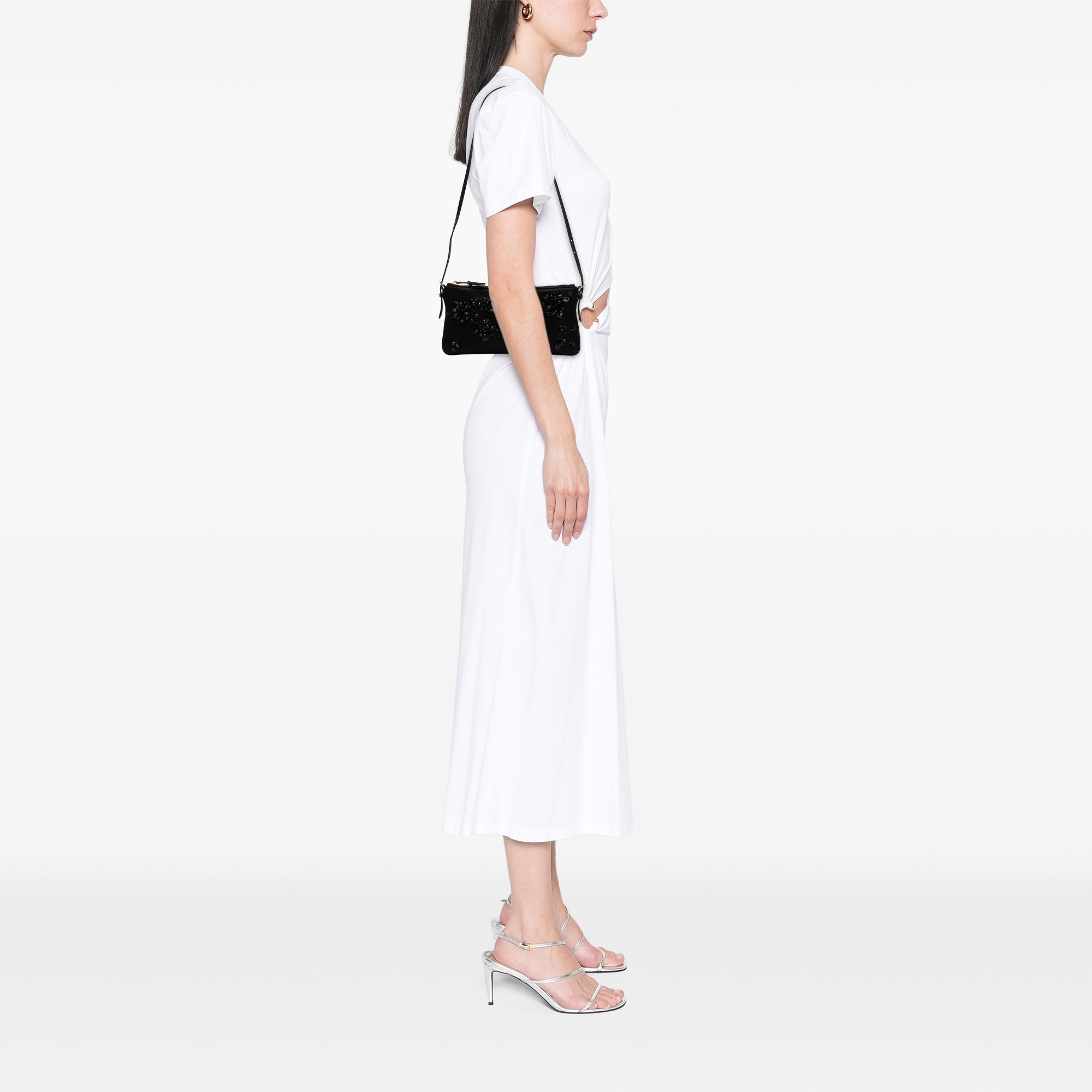 Miu Miu Crystal Embellished Satin Shoulder Bag