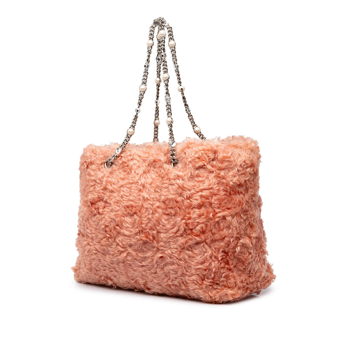 Miu Miu Eco Shearling Crystal Chain Tote