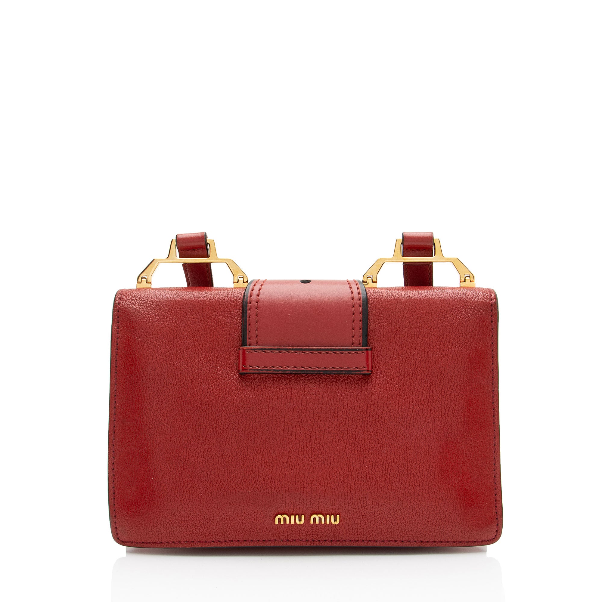 Miu Miu Goatskin Crystal Embellished Madras Shoulder Bag
