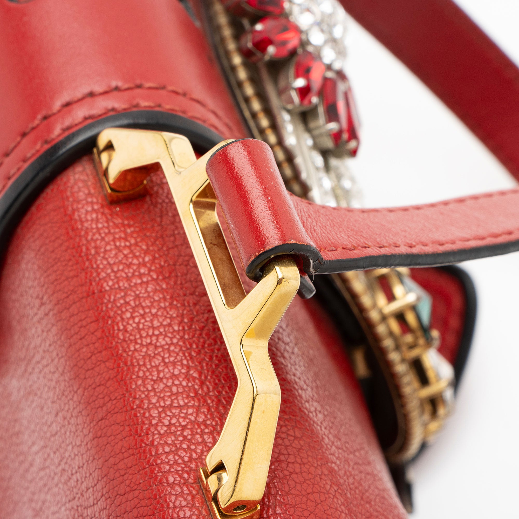 Miu Miu Goatskin Crystal Embellished Madras Shoulder Bag