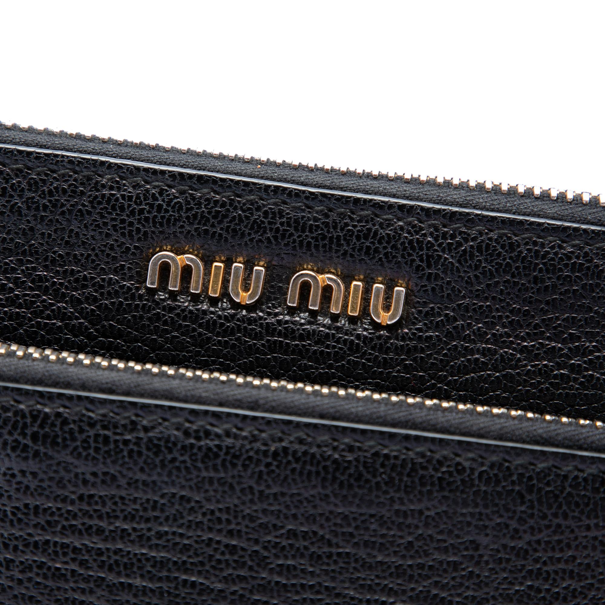Miu Miu Goatskin Madras Double Zip Crossbody