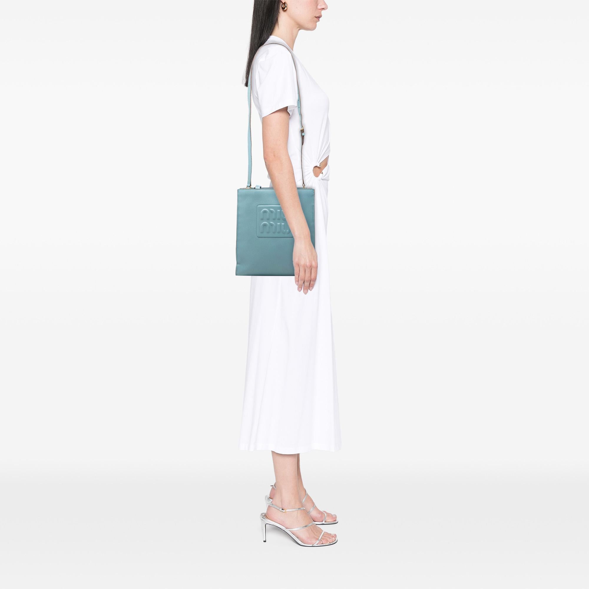 Miu Miu Goatskin Madras Embossed Logo Satchel