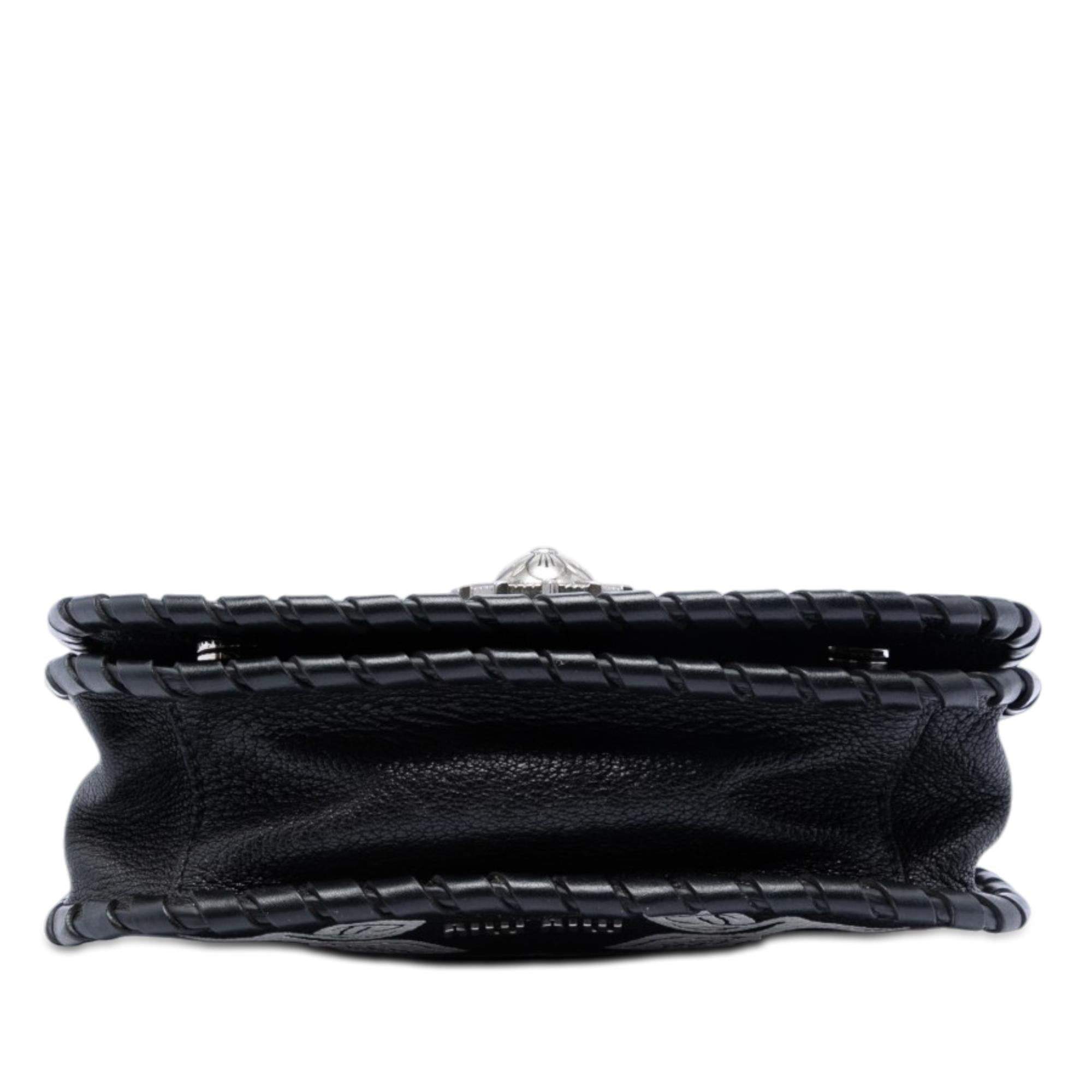 Miu Miu Goatskin Madras Floral Embossed Crossbody
