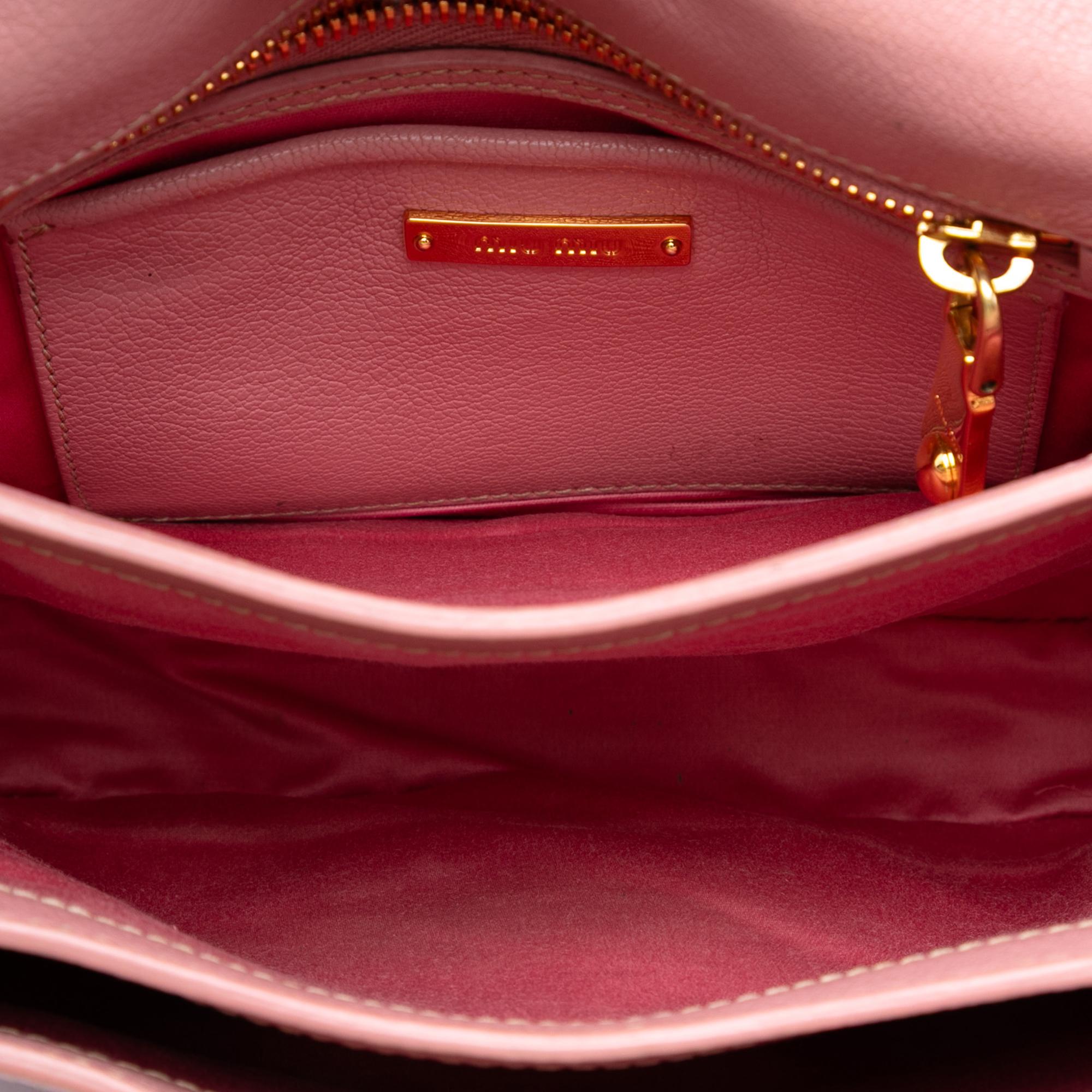 Miu Miu Goatskin Madras Top Handle Bag