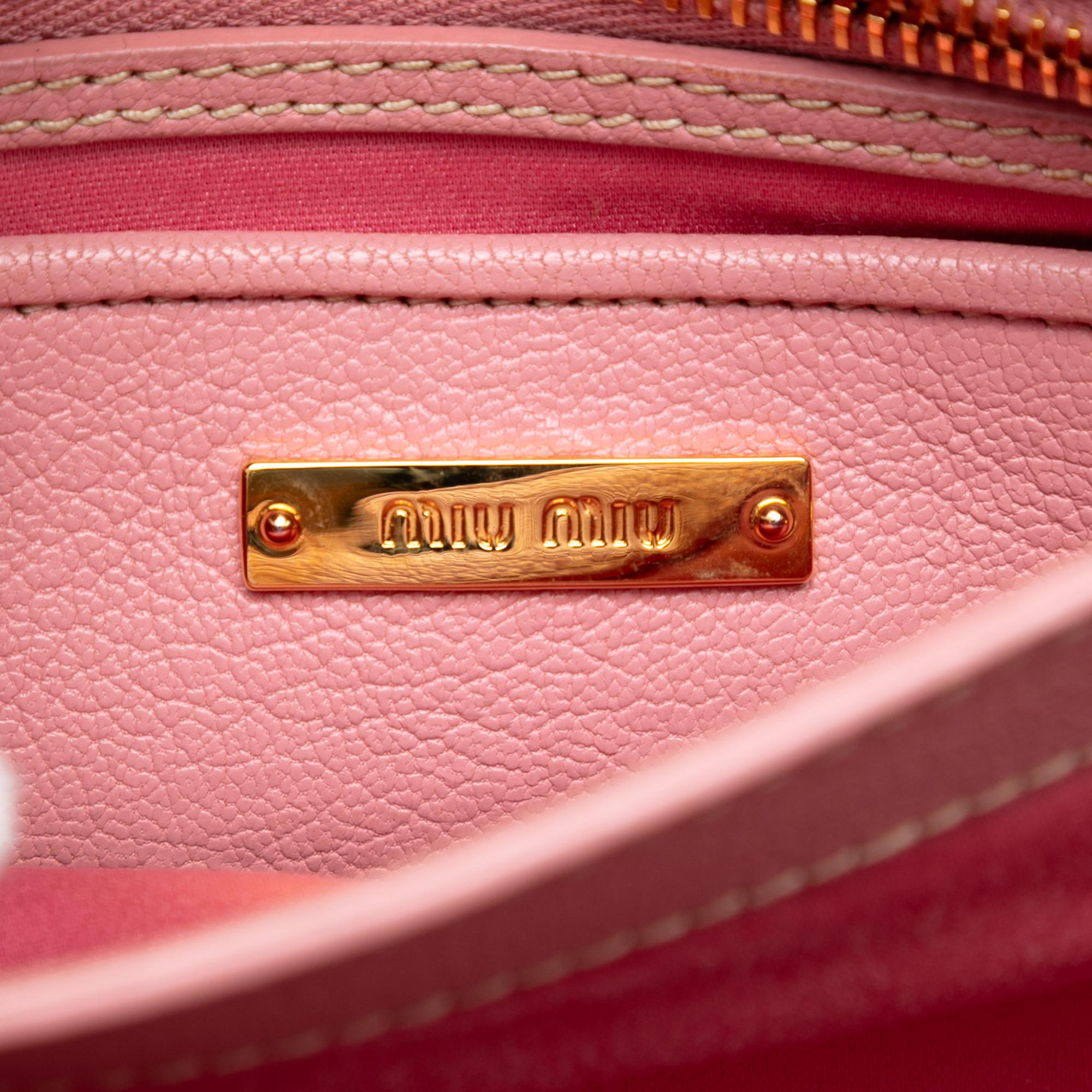 Miu Miu Goatskin Madras Top Handle Bag