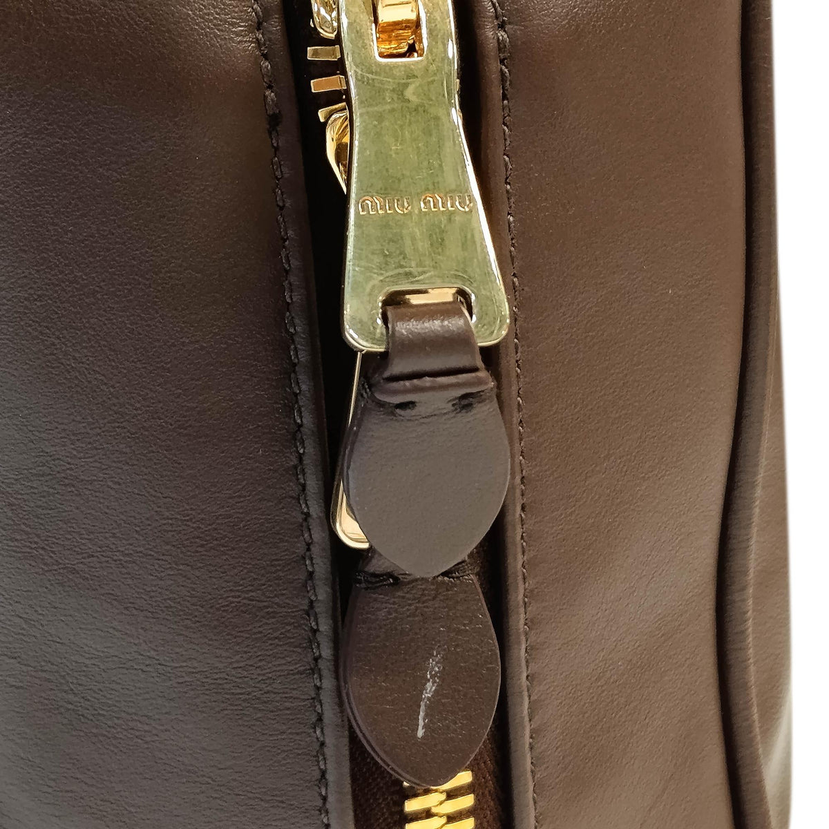 Miu Miu Large Calfskin Logo Beau Handbag