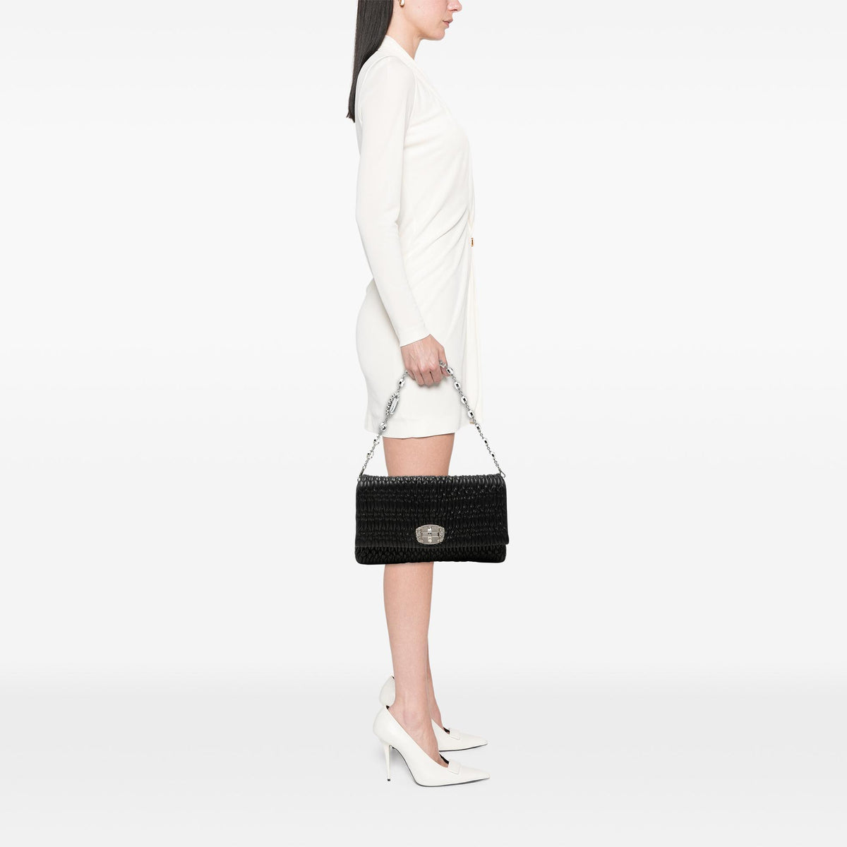 Miu Miu Large Matelasse Nappa Crystal Satchel