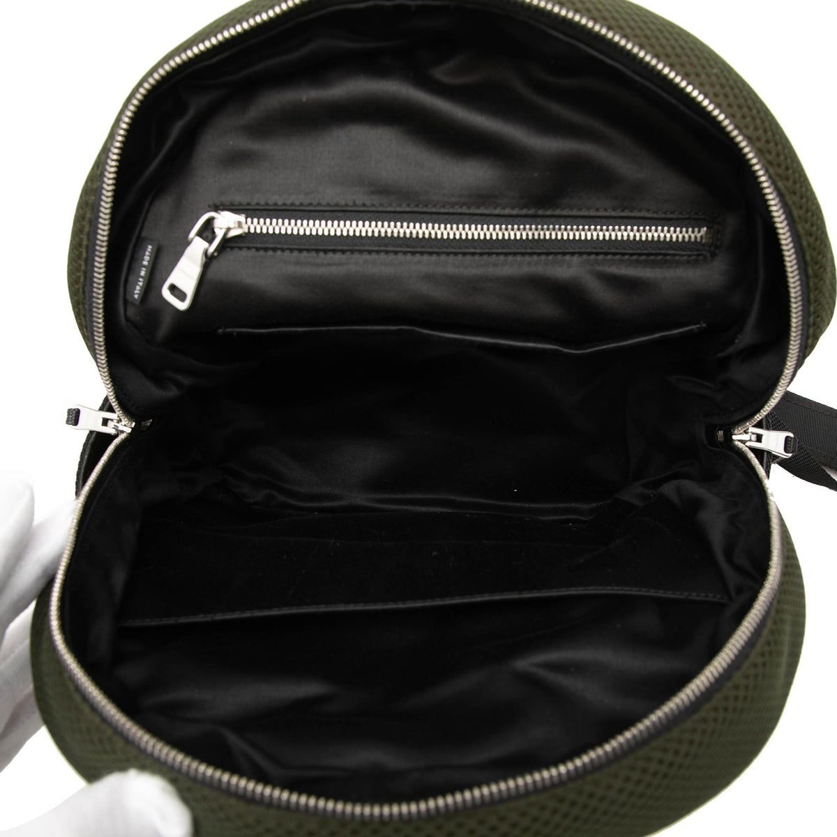 Miu Miu Leather Trimmed Crystal Embellished Matelasse Nylon Backpack