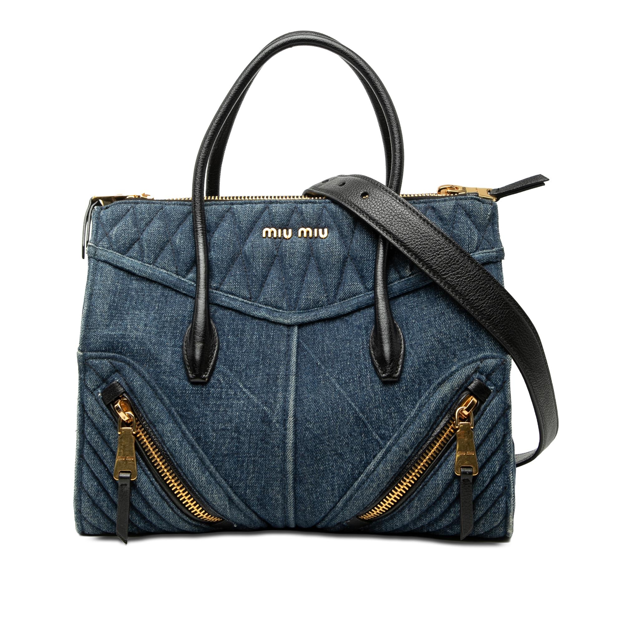 Miu Miu Matelasse Denim Biker Tote