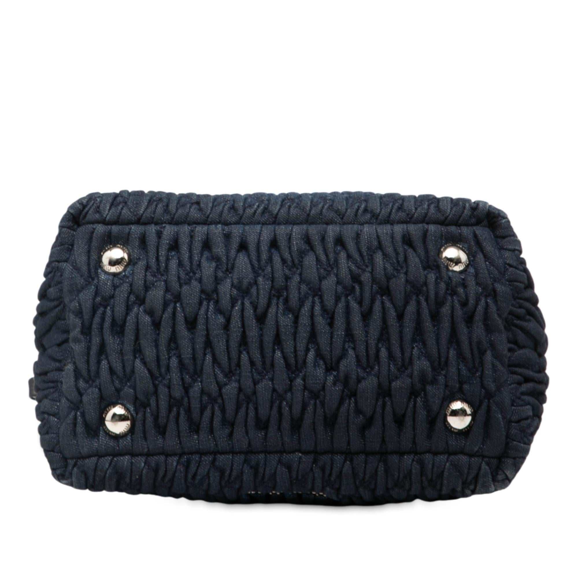 Miu Miu Matelasse Denim Crystal Satchel