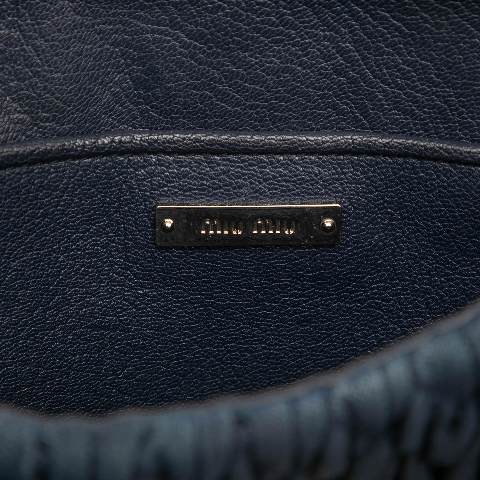 Miu Miu Matelasse Denim Crystal Satchel