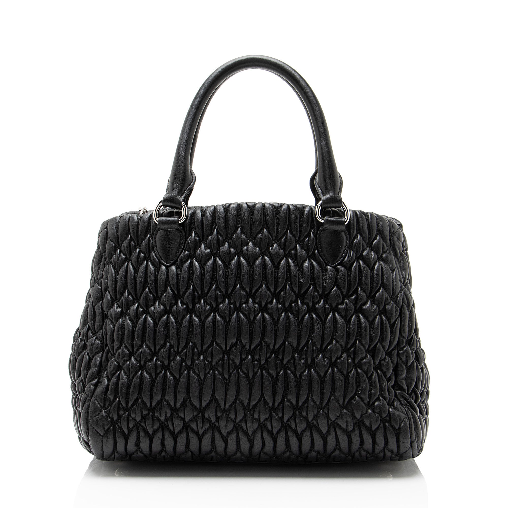 Miu Miu Matelasse Leather Crystal Medium Tote