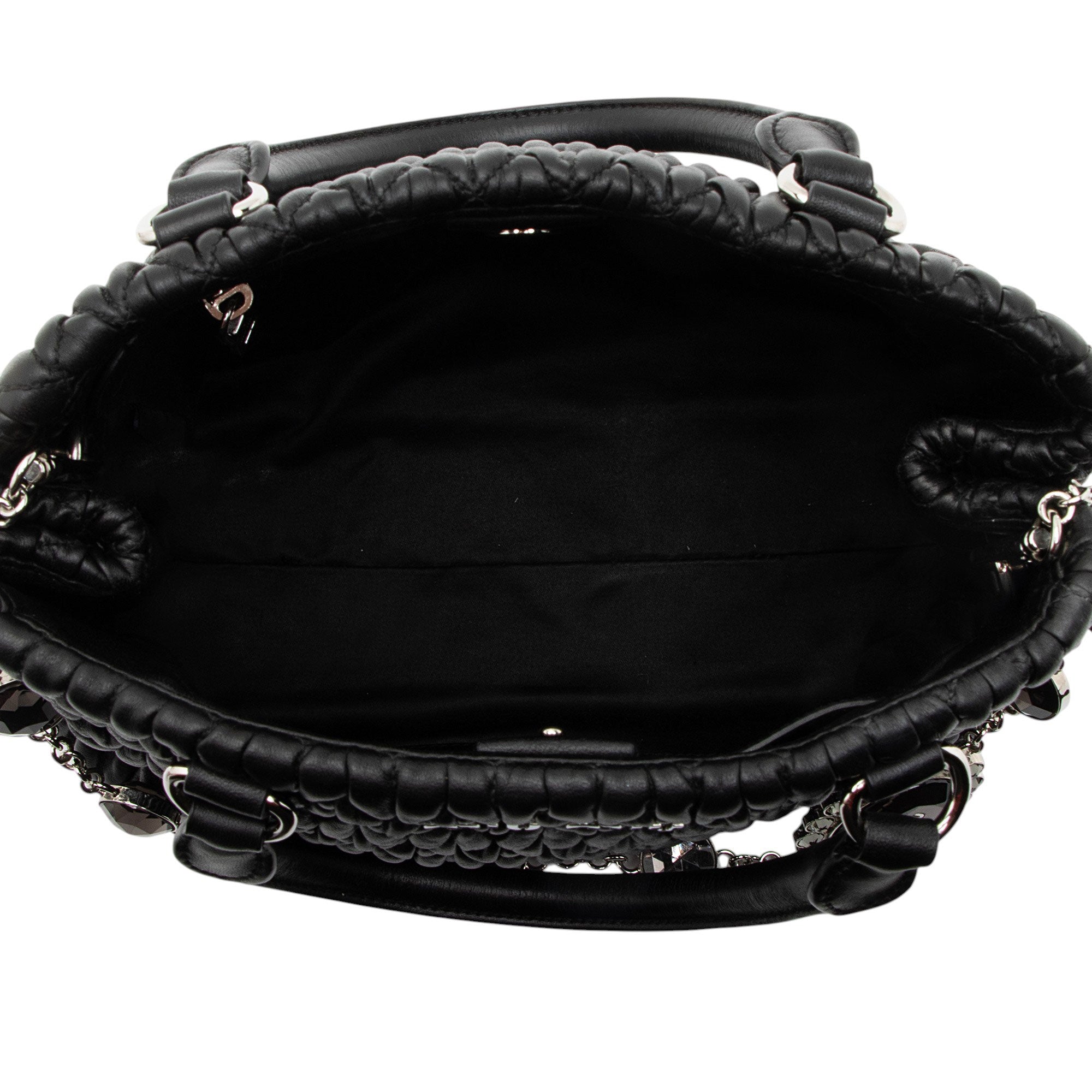 Miu Miu Matelasse Leather Crystal Medium Tote